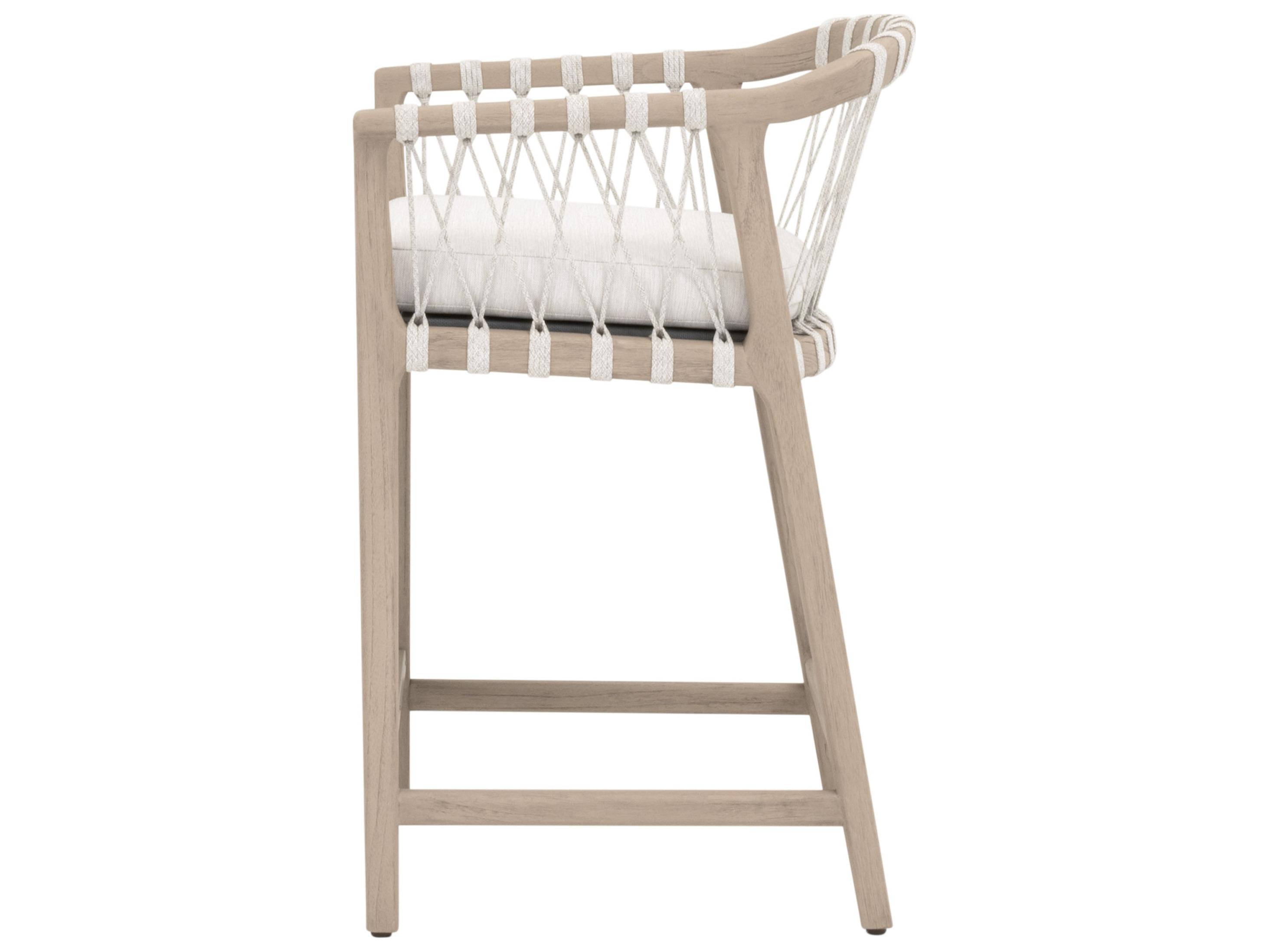 Essentials for Living Outdoor Woven - Outdoor Pacific Wood Cushion Counter Stool