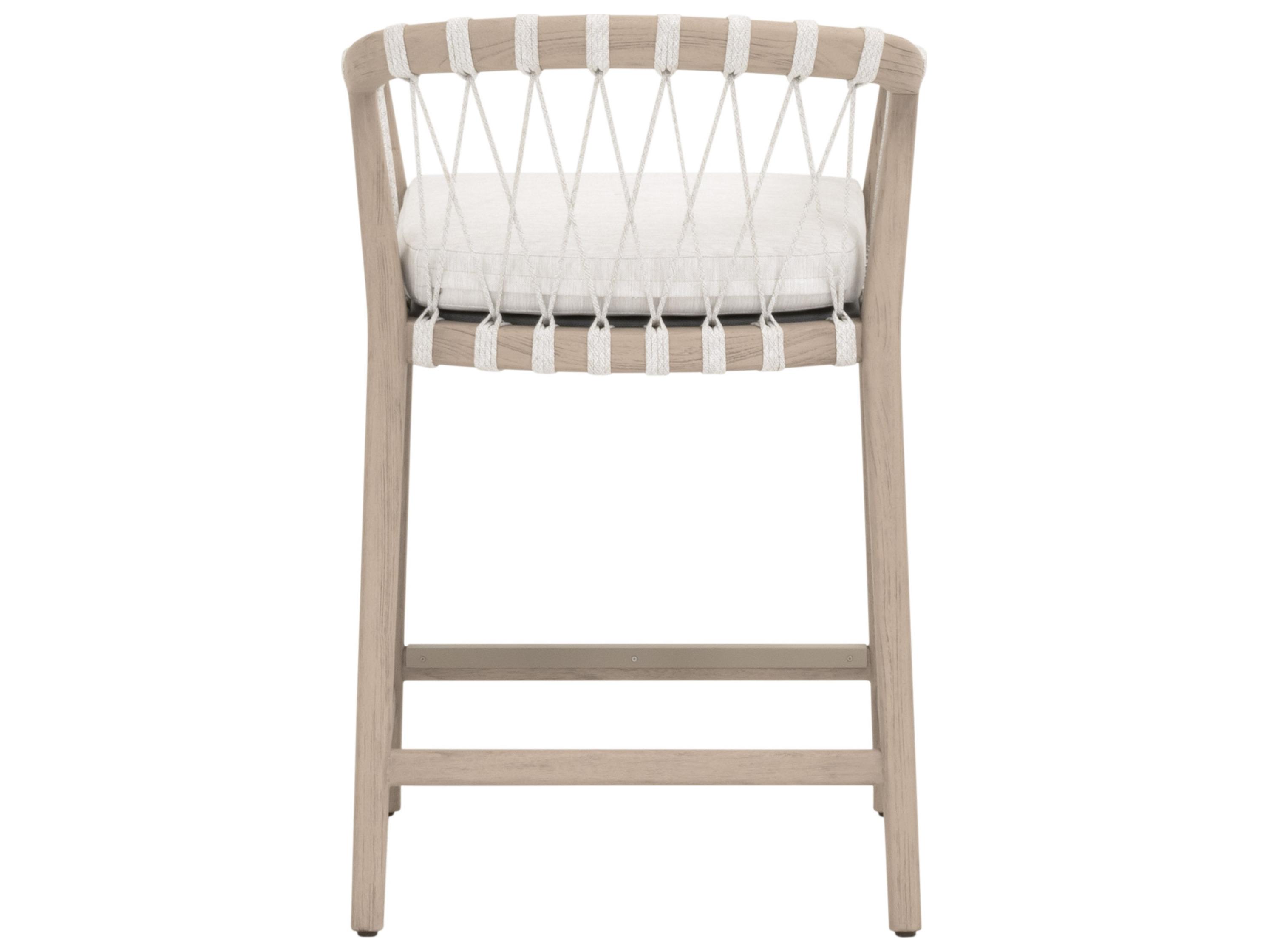 Essentials for Living Outdoor Woven - Outdoor Pacific Wood Cushion Counter Stool