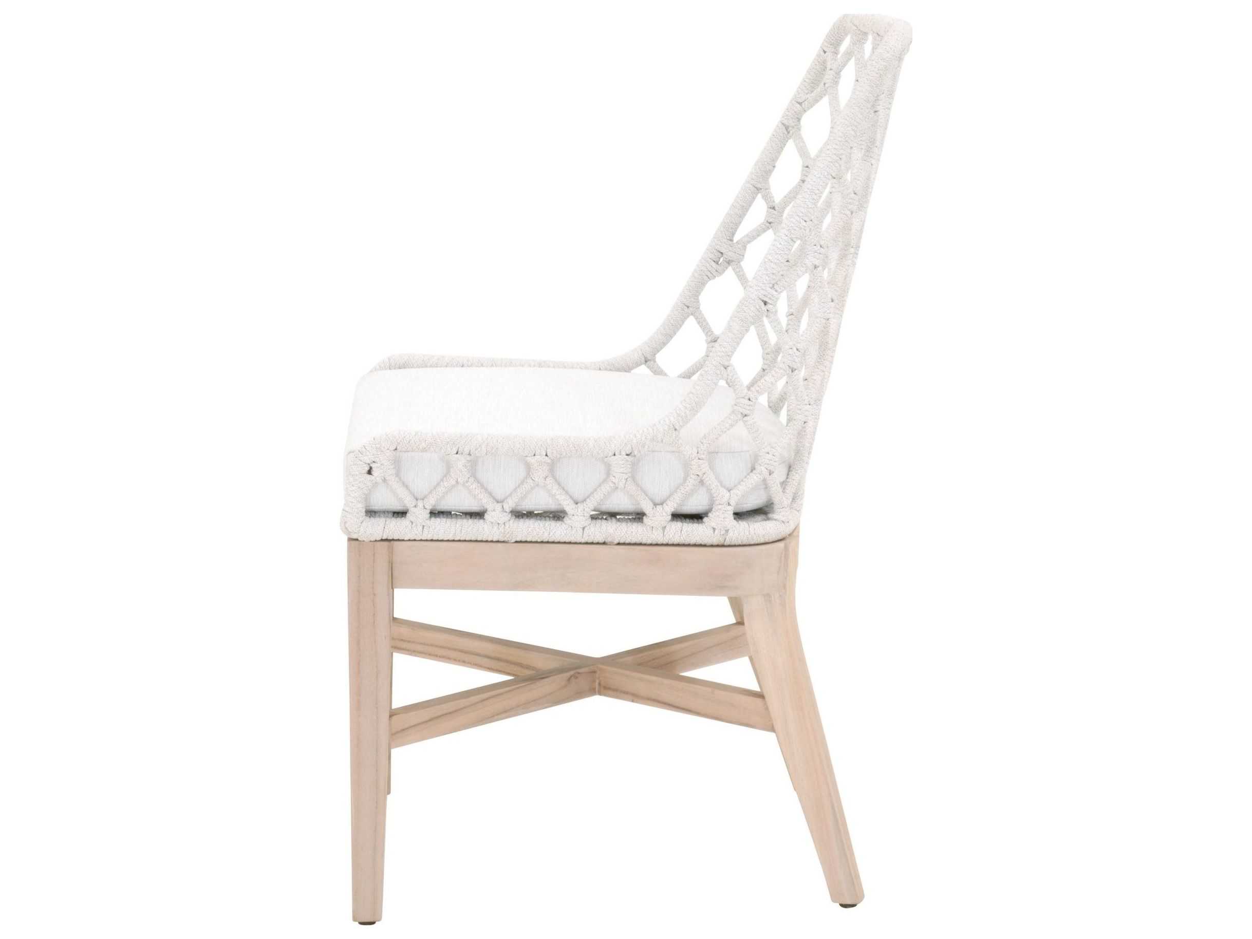 Essentials for Living Outdoor Woven Rope White Speckle Flat Cushion Dining Chair