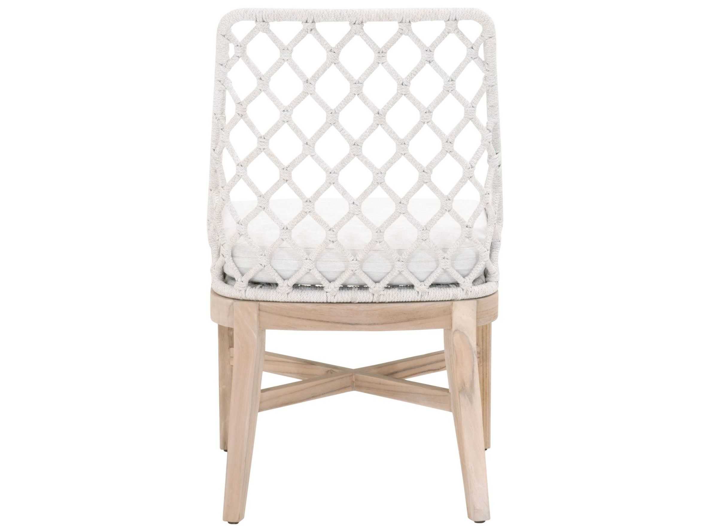 Essentials for Living Outdoor Woven Rope White Speckle Flat Cushion Dining Chair