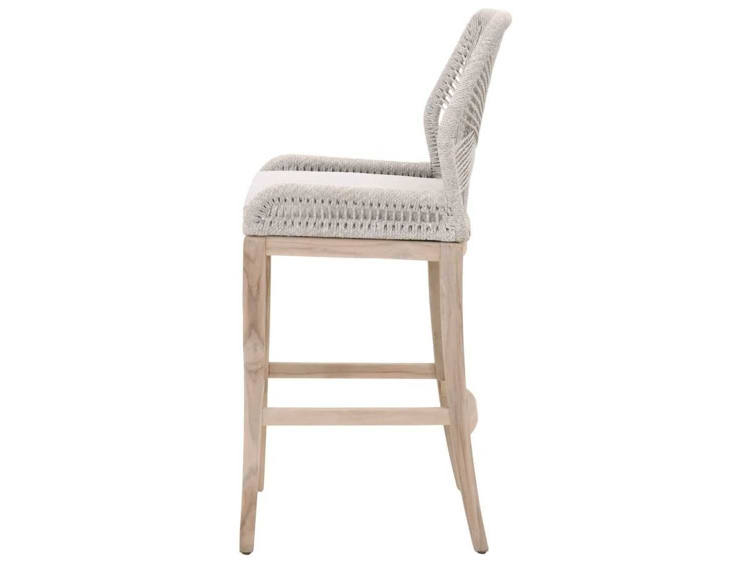 Luxecor Respite Outdoor Rope Taupe & White Flat / Pumice Aluminum Wood Cushion Bar Stool