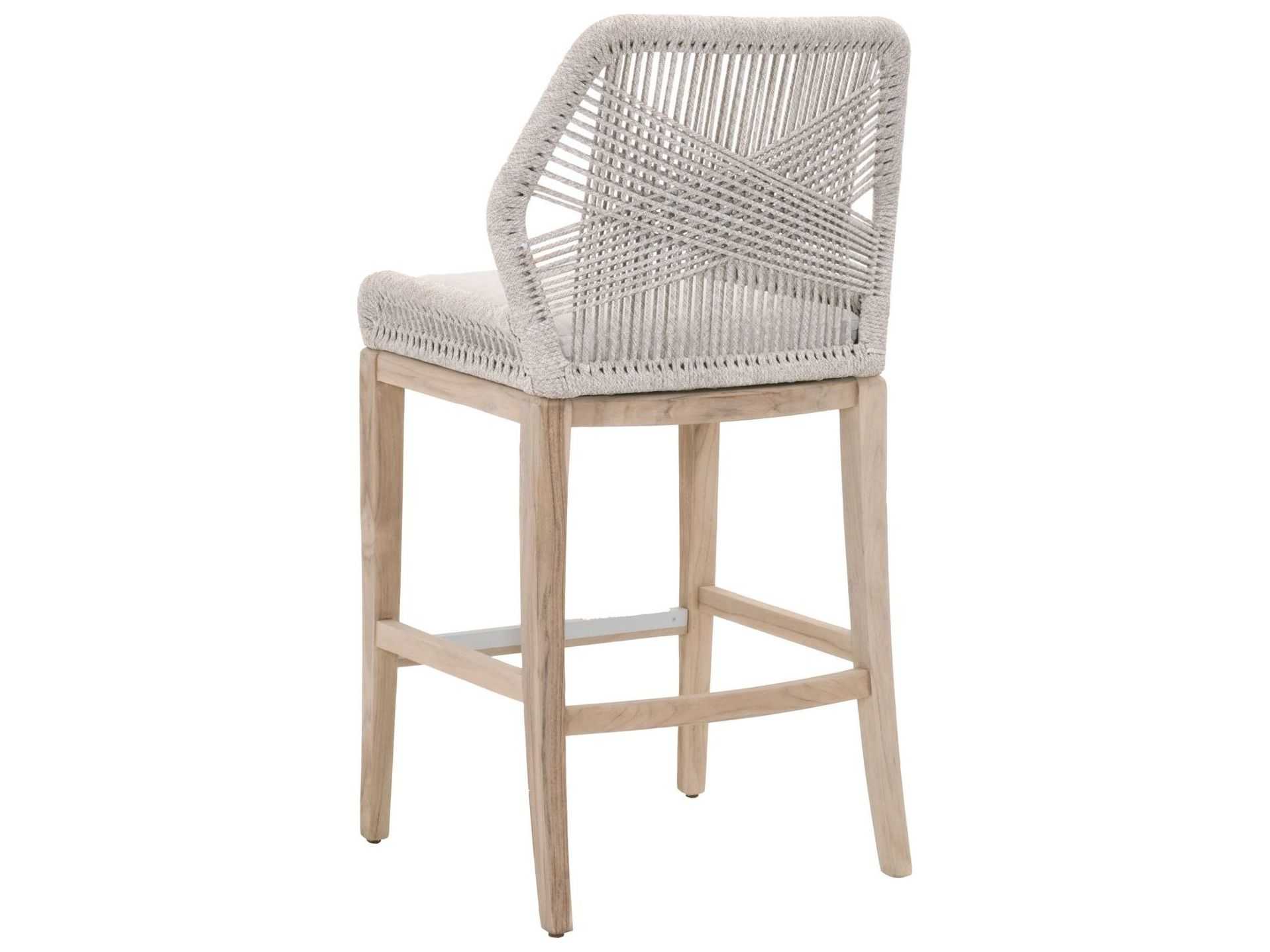 Luxecor Respite Outdoor Rope Taupe & White Flat / Pumice Aluminum Wood Cushion Bar Stool