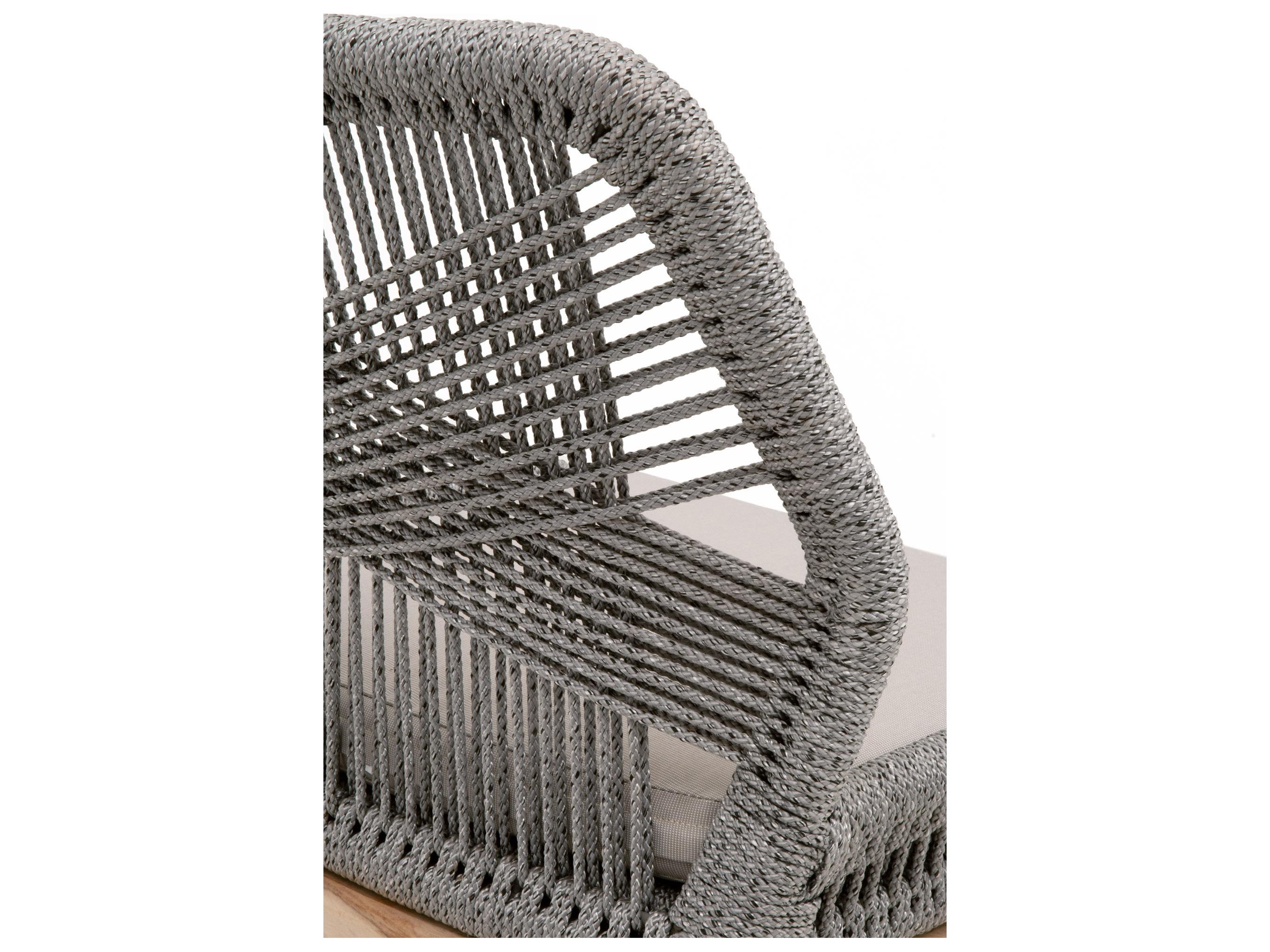 Essentials for Living Outdoor Woven - Outdoor Platinum Rope Performance Smoke Gray Teak Wood Concrete Counter Stool