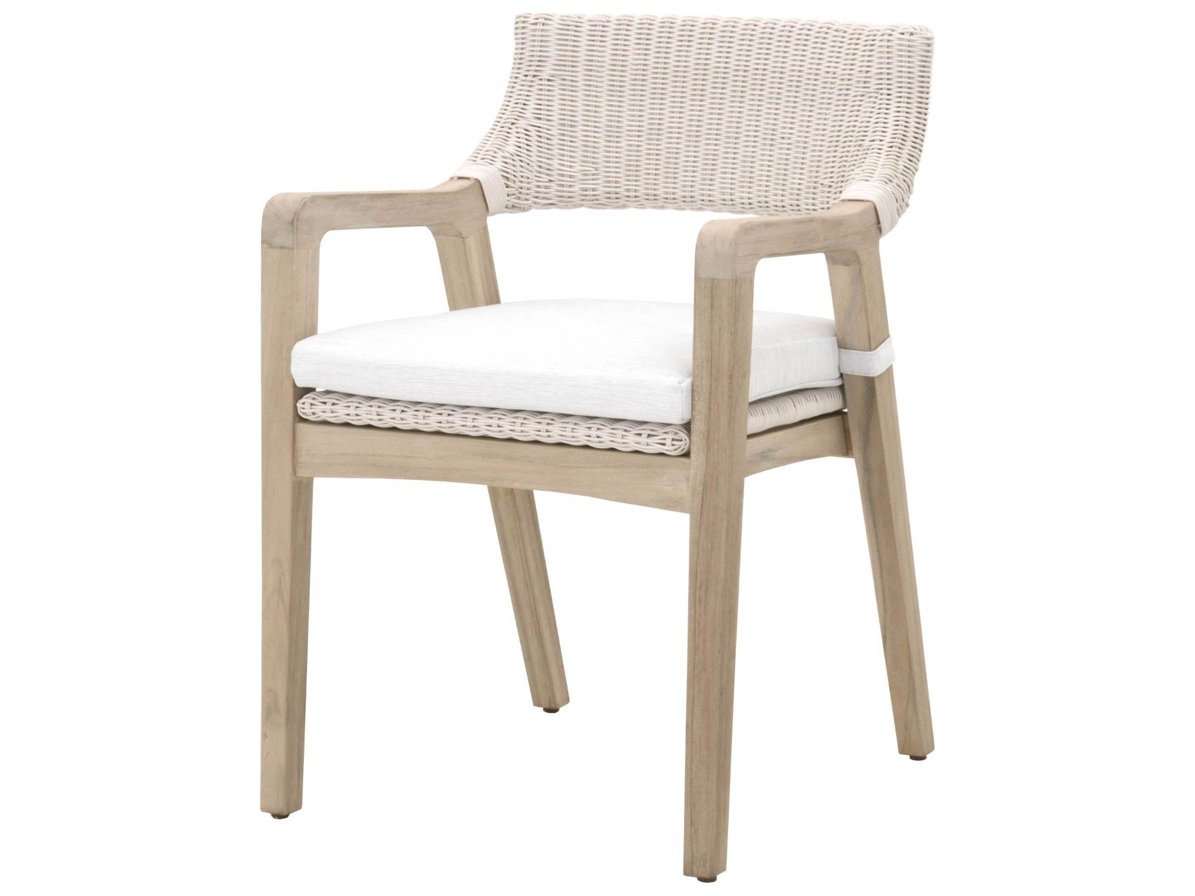 Luxecor Respite Outdoor White Lucia Dining Arm Chair with Speckle Cushion