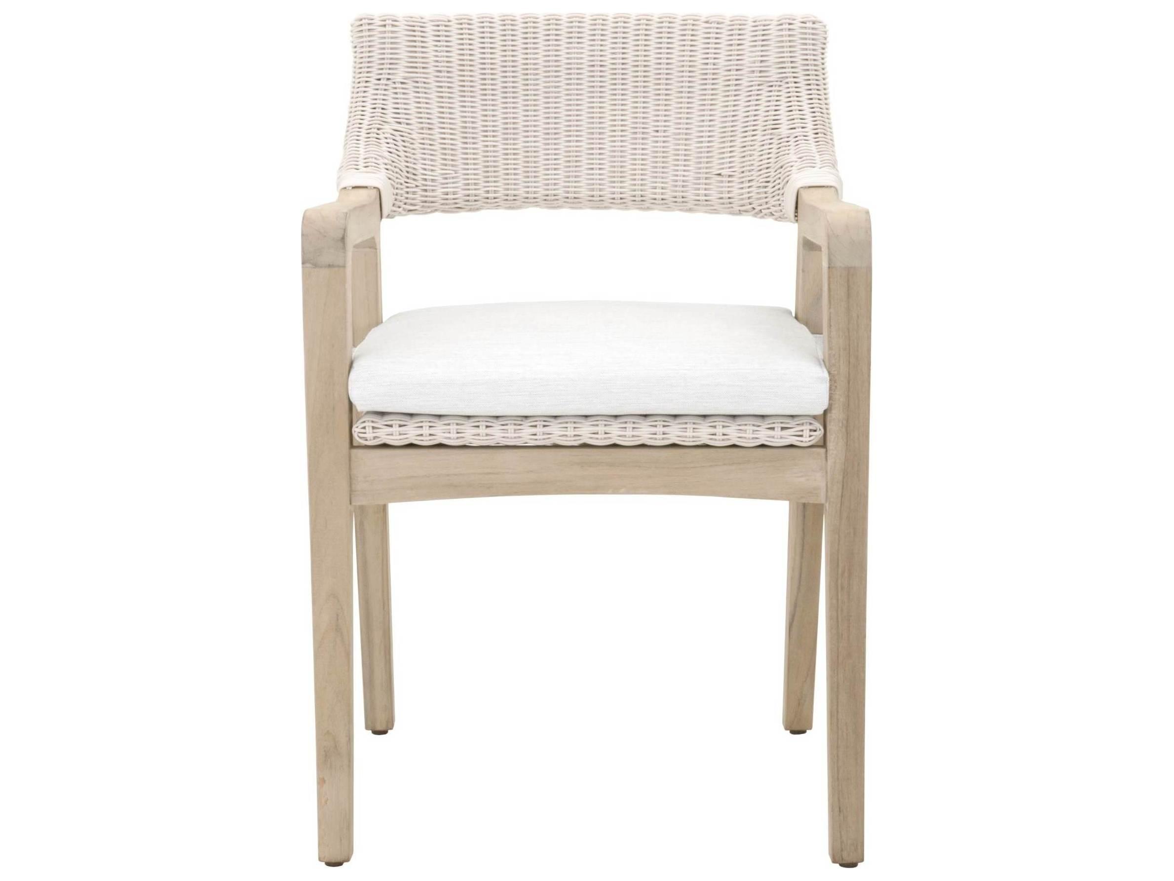 Luxecor Respite Outdoor White Lucia Dining Arm Chair with Speckle Cushion