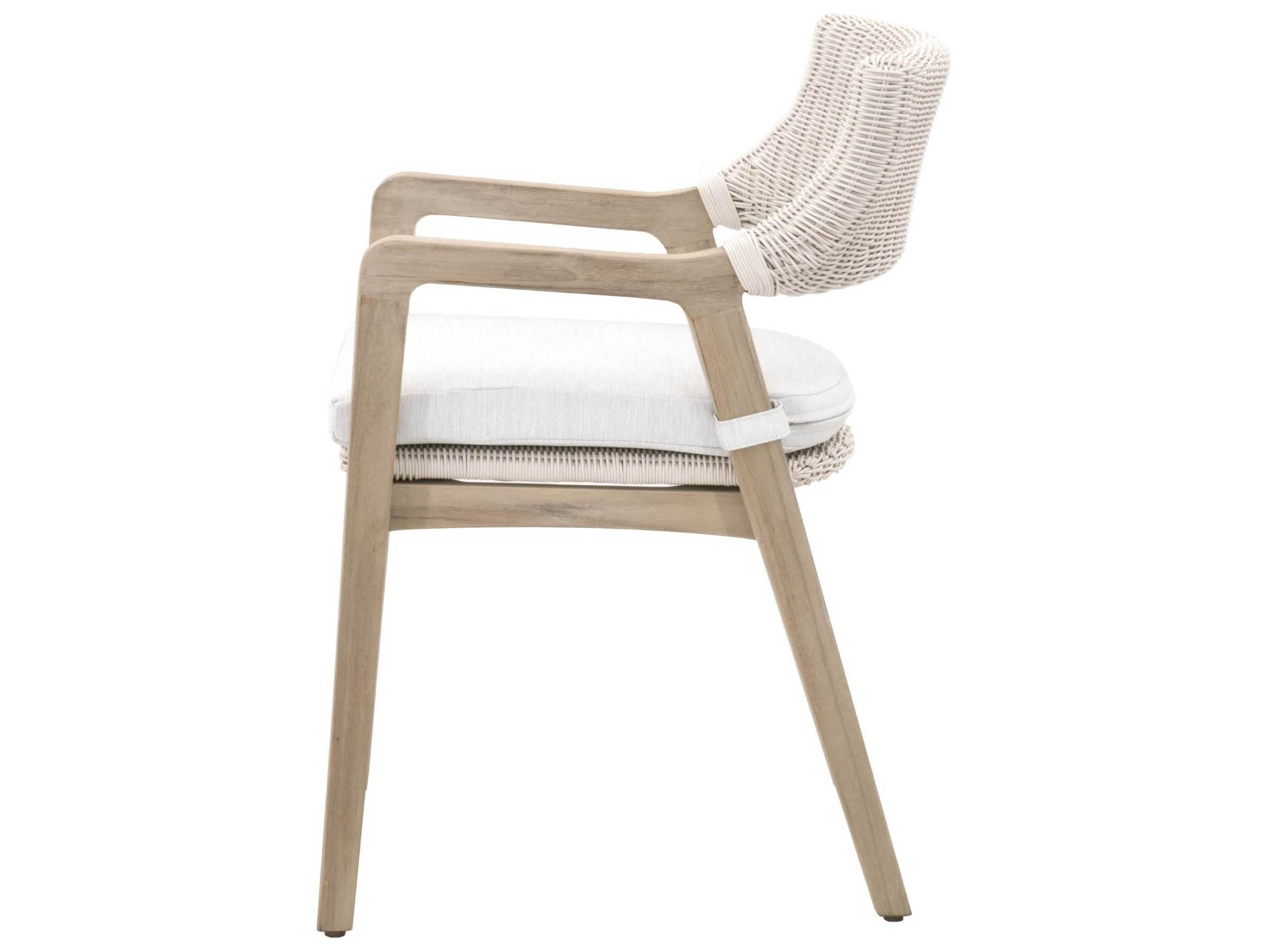 Luxecor Respite Outdoor White Lucia Dining Arm Chair with Speckle Cushion