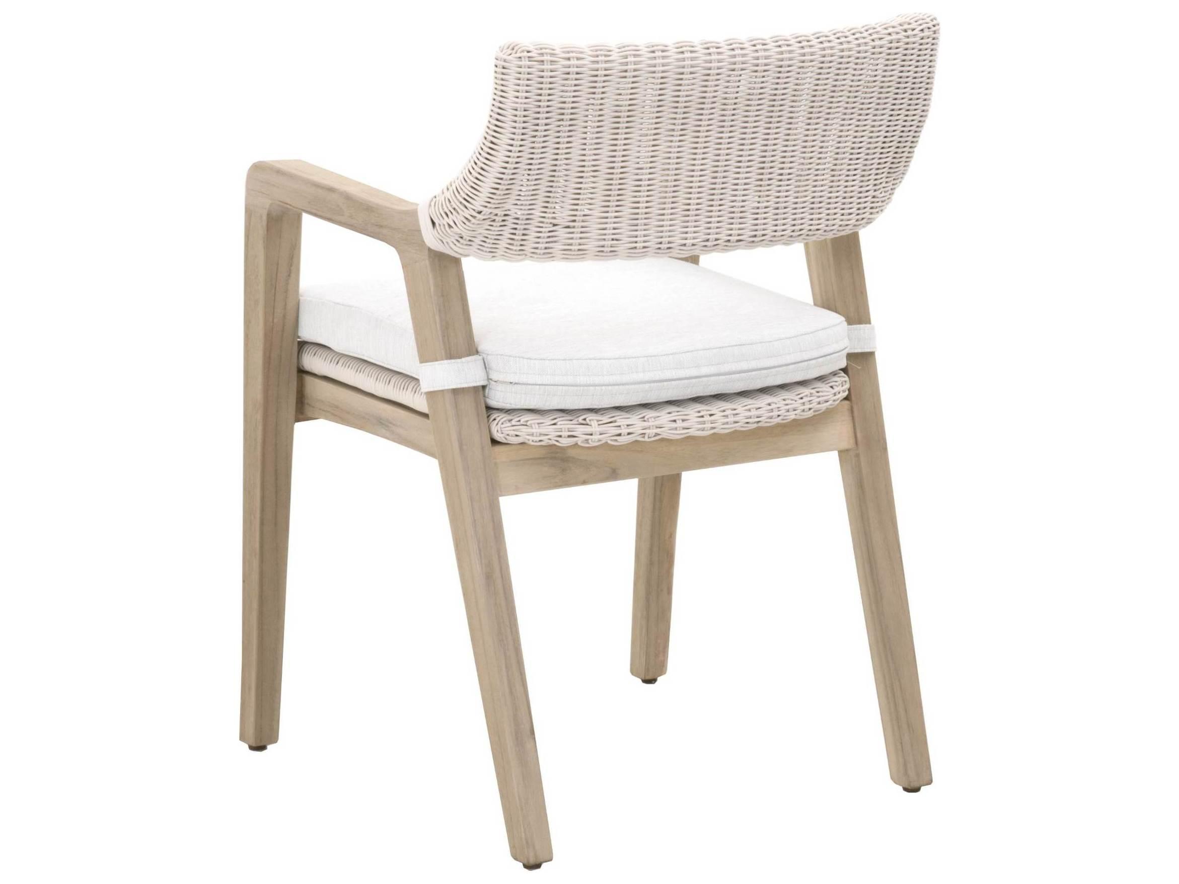 Luxecor Respite Outdoor White Lucia Dining Arm Chair with Speckle Cushion