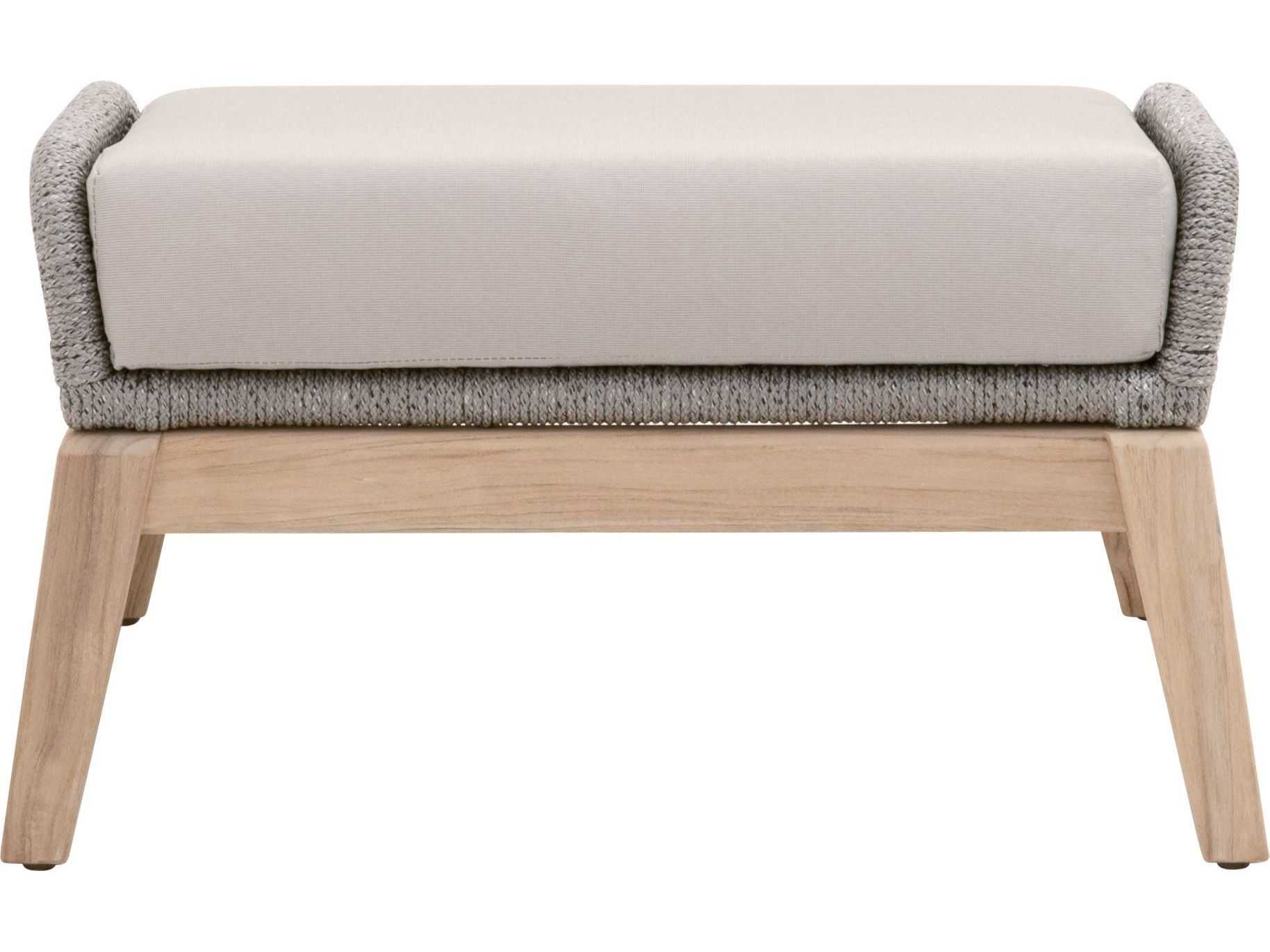 Luxecor Respite Outdoor Rope Platinum / Light Gray Aluminum Wood Cushion Ottoman