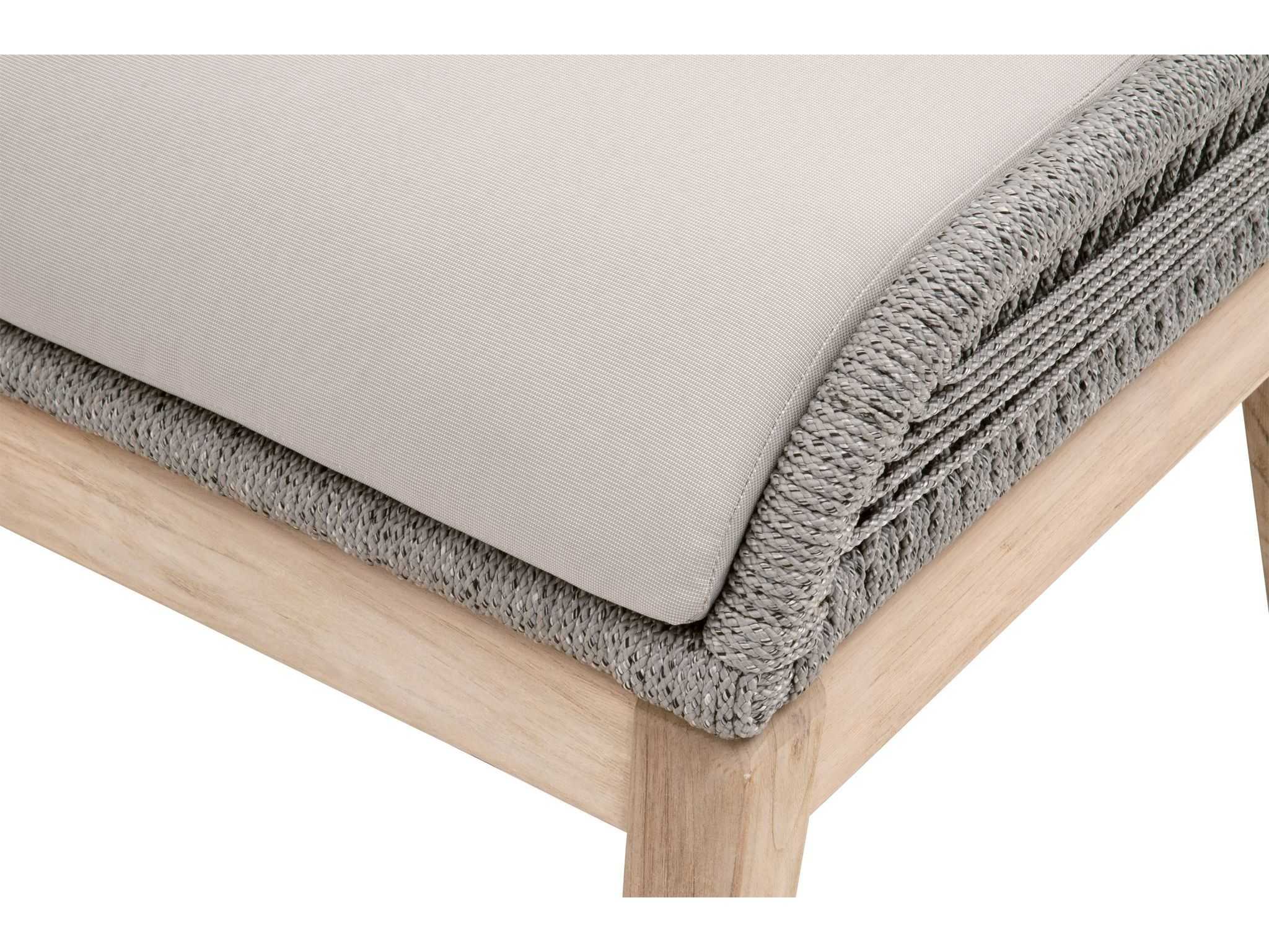 Luxecor Respite Outdoor Rope Platinum / Light Gray Aluminum Wood Cushion Ottoman