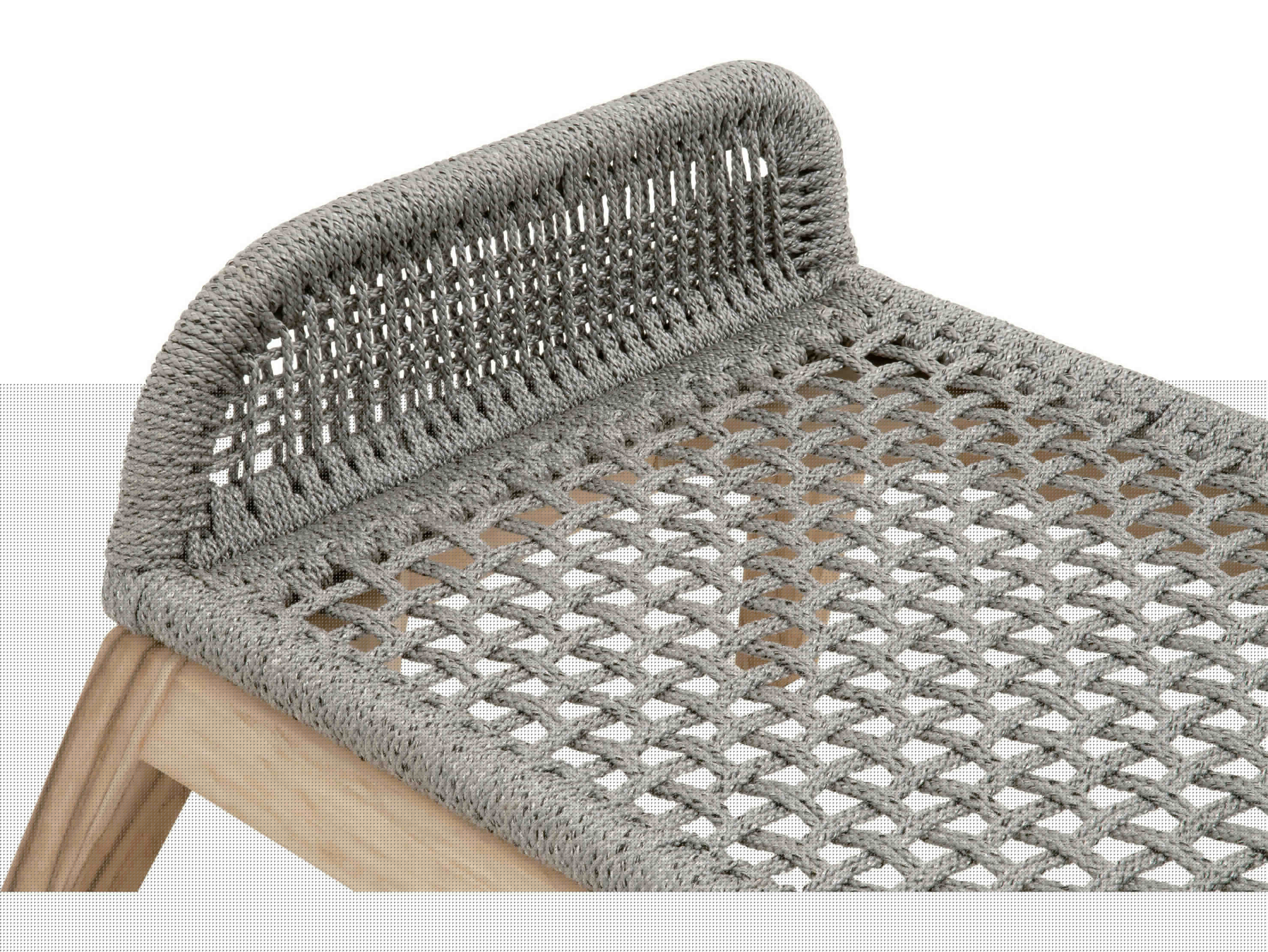 Luxecor Respite Outdoor Rope Platinum / Light Gray Aluminum Wood Cushion Ottoman