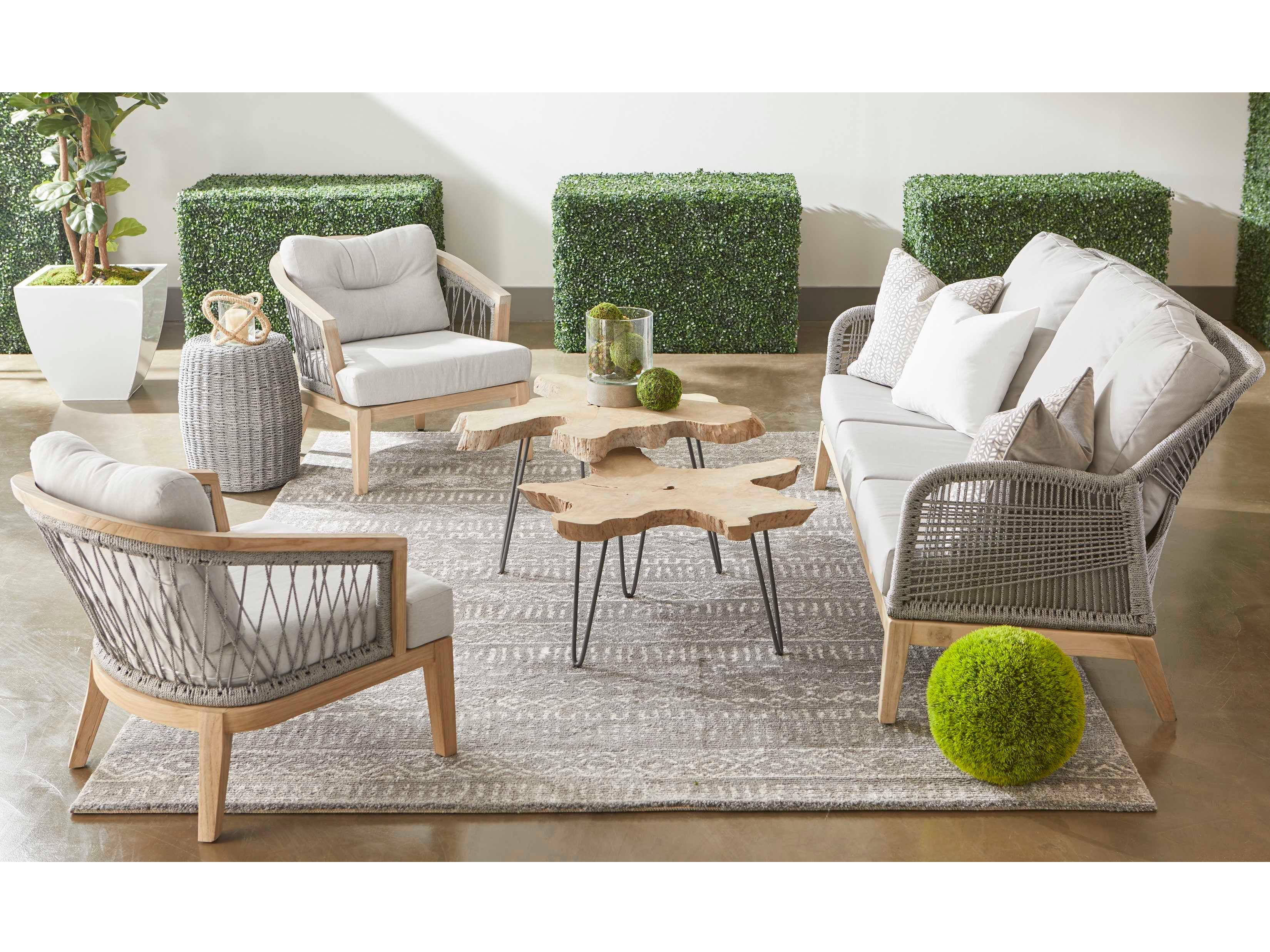 Essentials for Living Outdoor Woven Rope Platinum Aluminum Round End Table