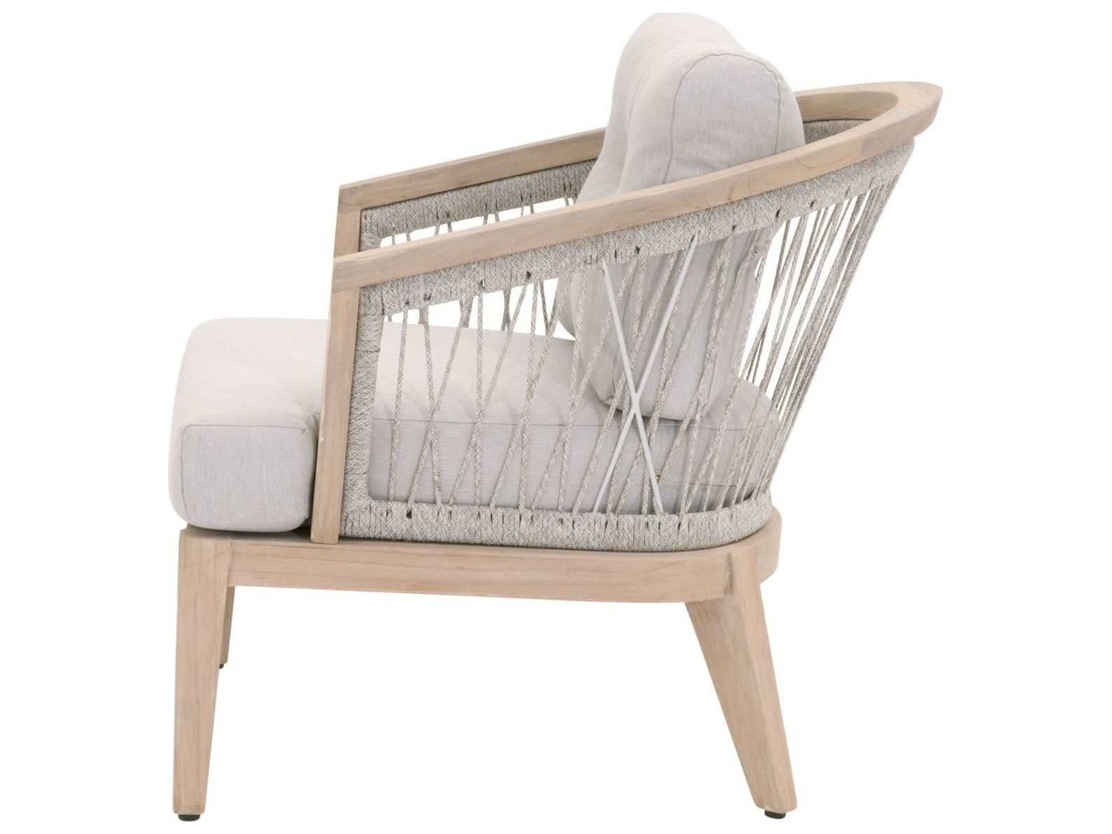 Essentials for Living Outdoor Woven Rope Taupe & White / Pumice Cushion Lounge Chair
