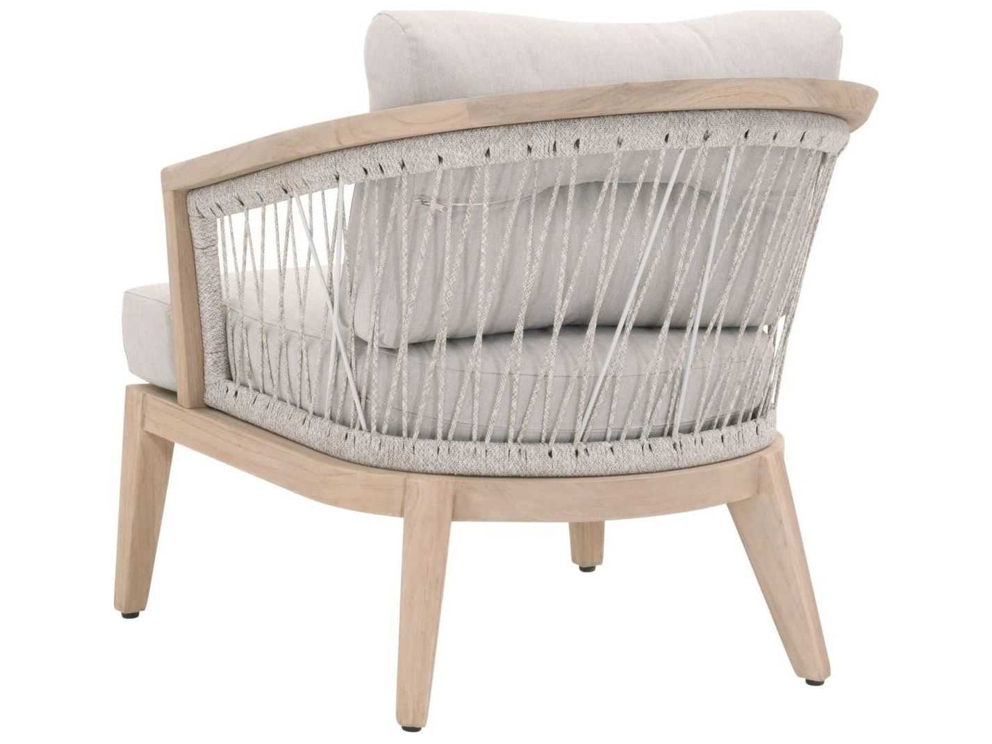 Essentials for Living Outdoor Woven Rope Taupe & White / Pumice Cushion Lounge Chair