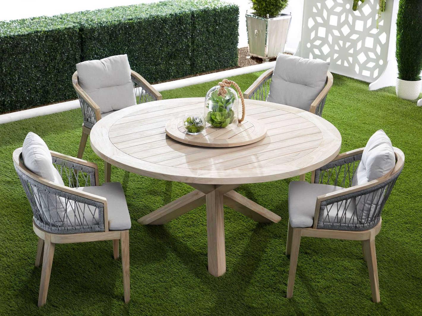 Luxecor Respite Outdoor Gray Teak Lazy Susan