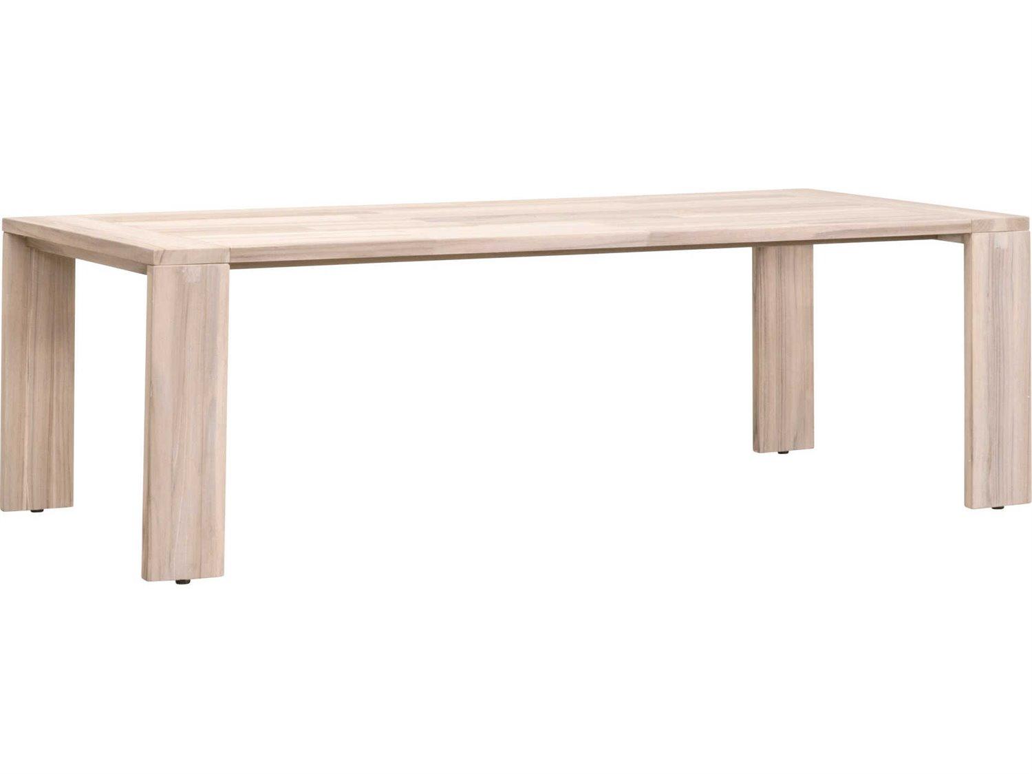 Essentials for Living Woven-Outdoor Teak Rectangular Umbrella Hole Dining Table