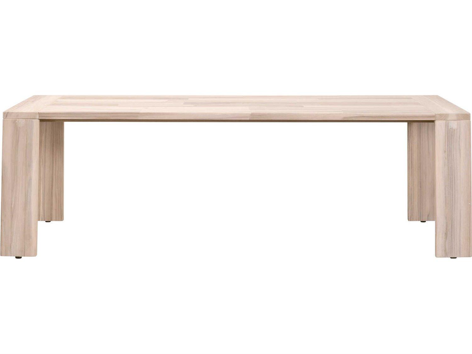 Essentials for Living Woven-Outdoor Teak Rectangular Umbrella Hole Dining Table