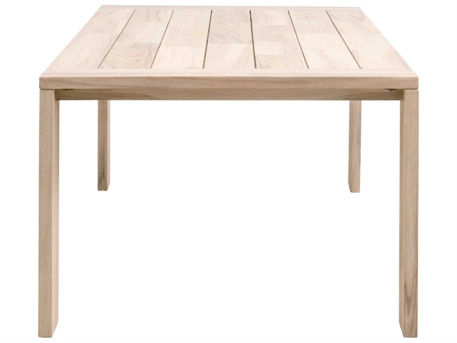 Essentials for Living Woven-Outdoor Teak Rectangular Umbrella Hole Dining Table