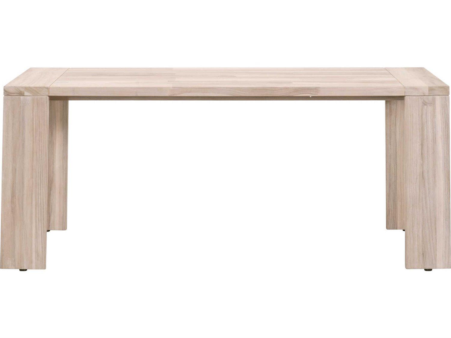 Essentials for Living Woven-Outdoor Teak Rectangular Umbrella Hole Dining Table