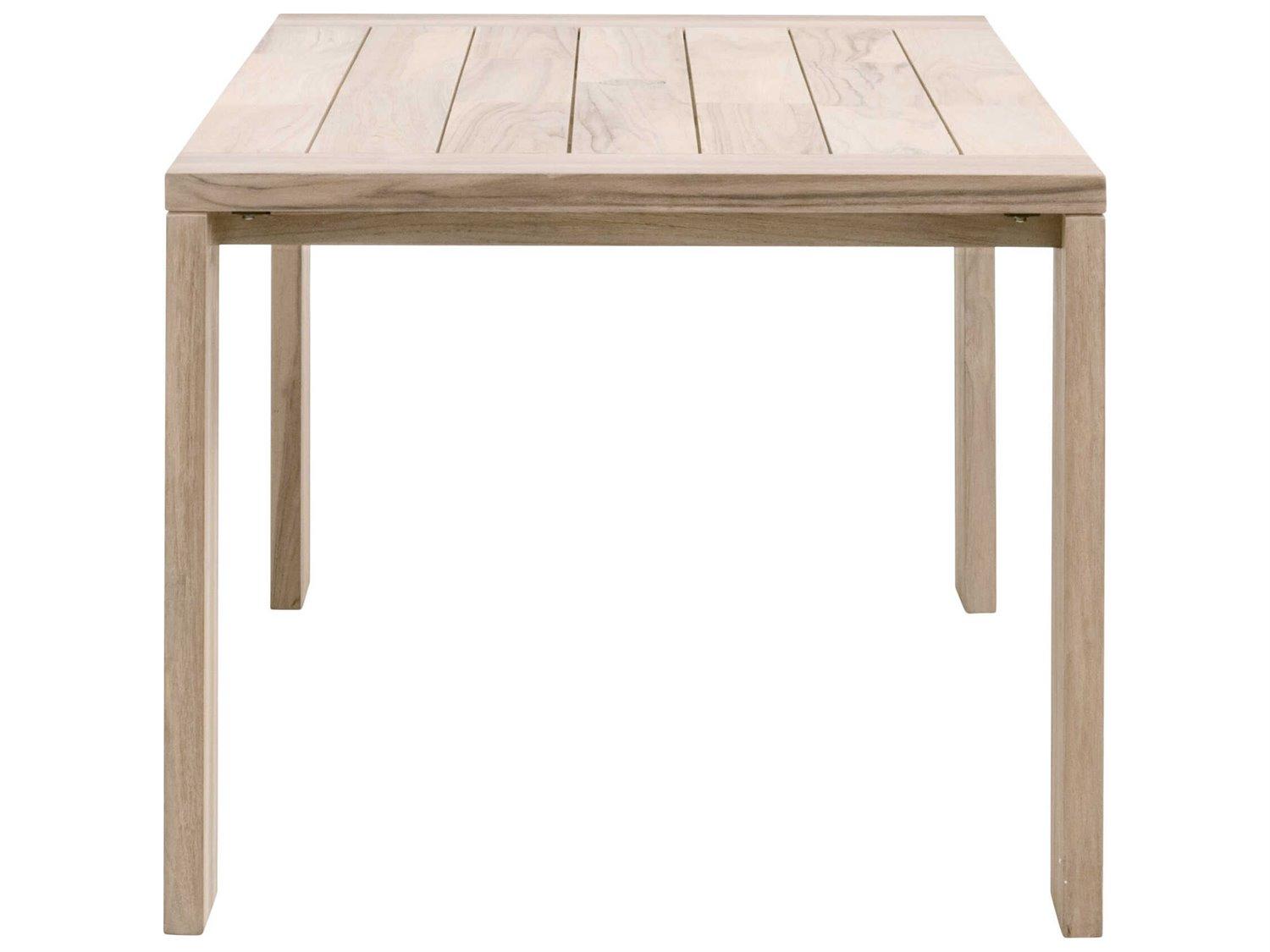 Essentials for Living Woven-Outdoor Teak Rectangular Umbrella Hole Dining Table