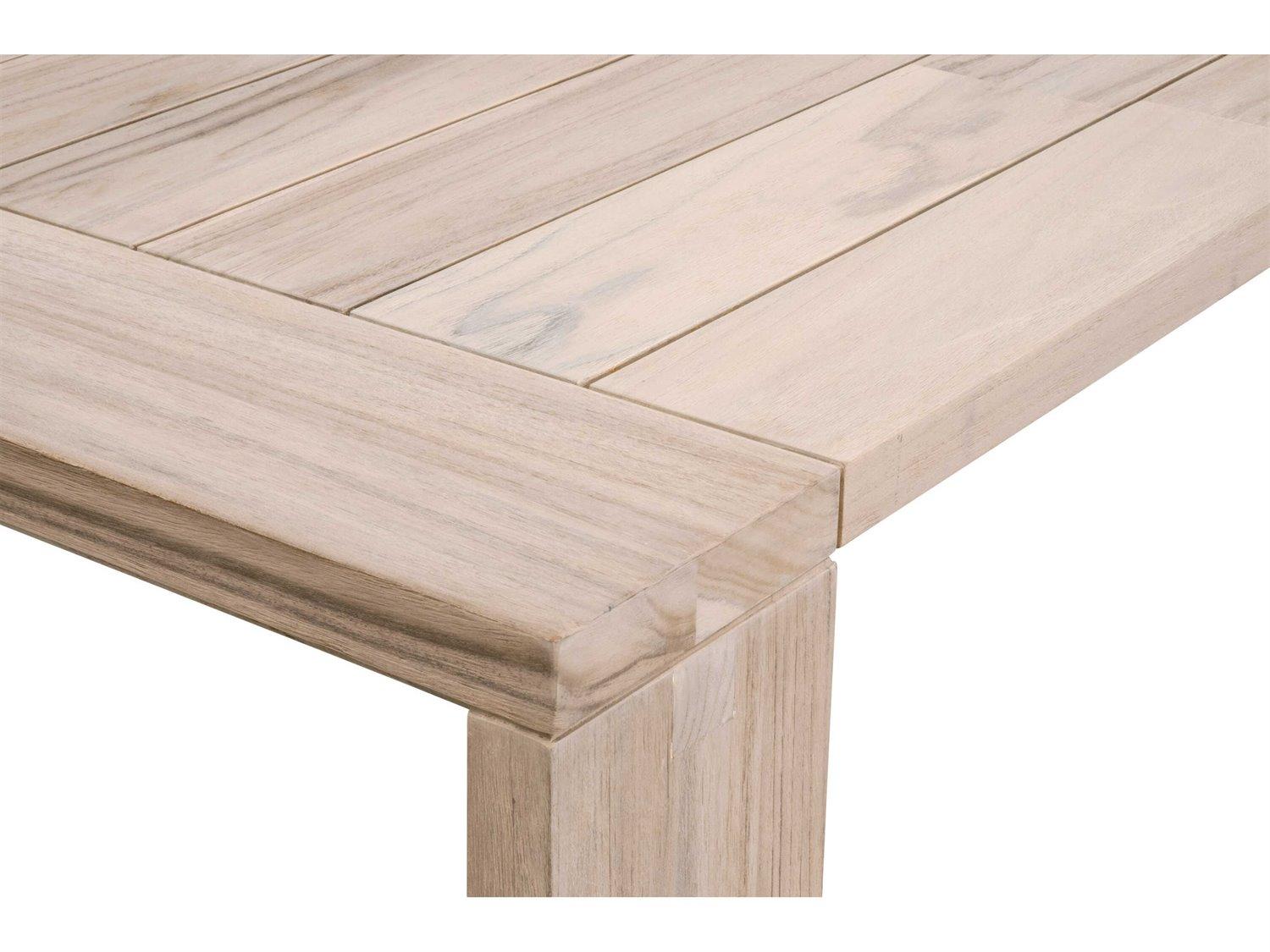 Essentials for Living Woven-Outdoor Teak Rectangular Umbrella Hole Dining Table