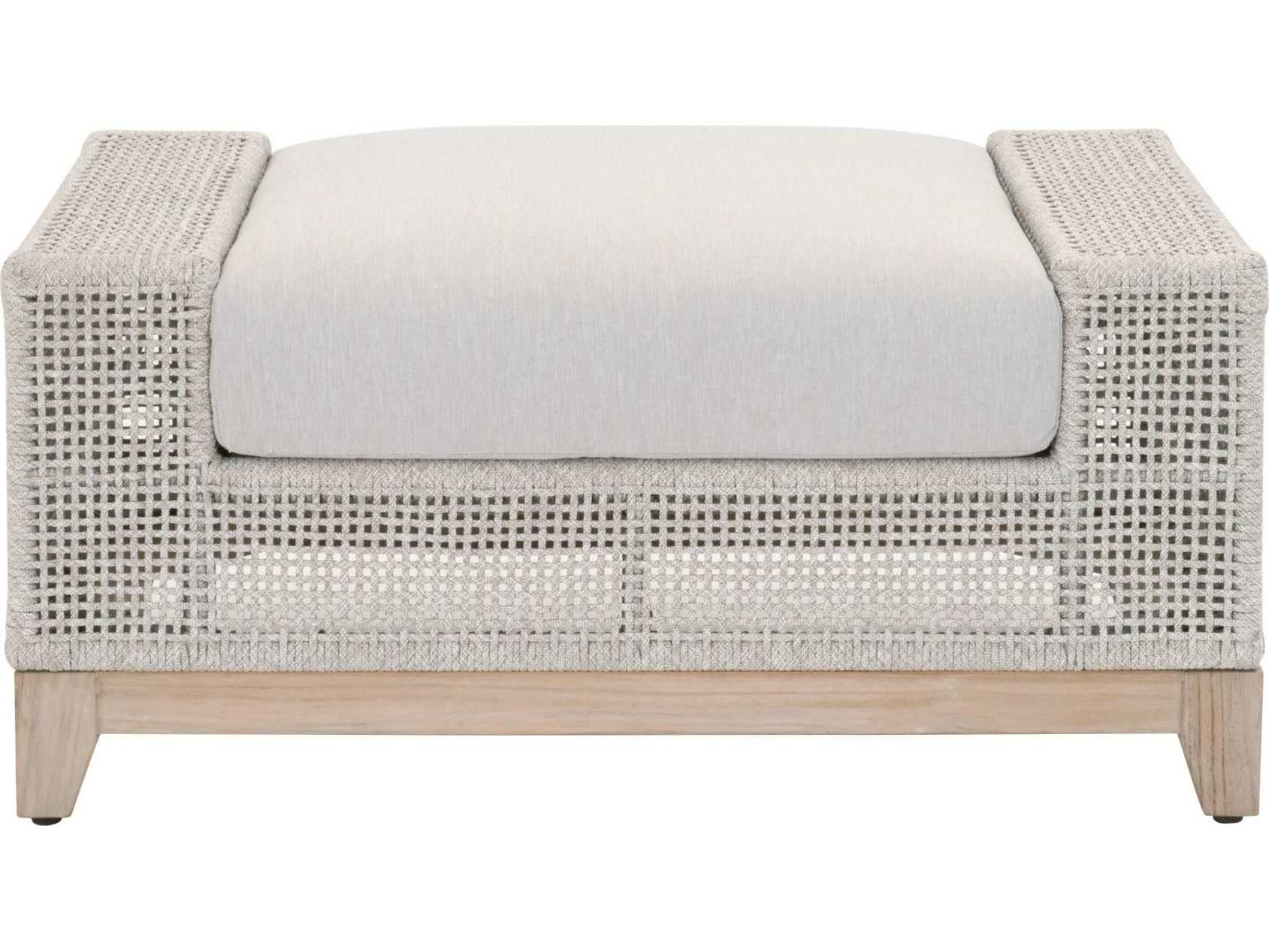 Luxecor Respite Outdoor Rope Taupe & White Flat / Pumice Cushion Ottoman