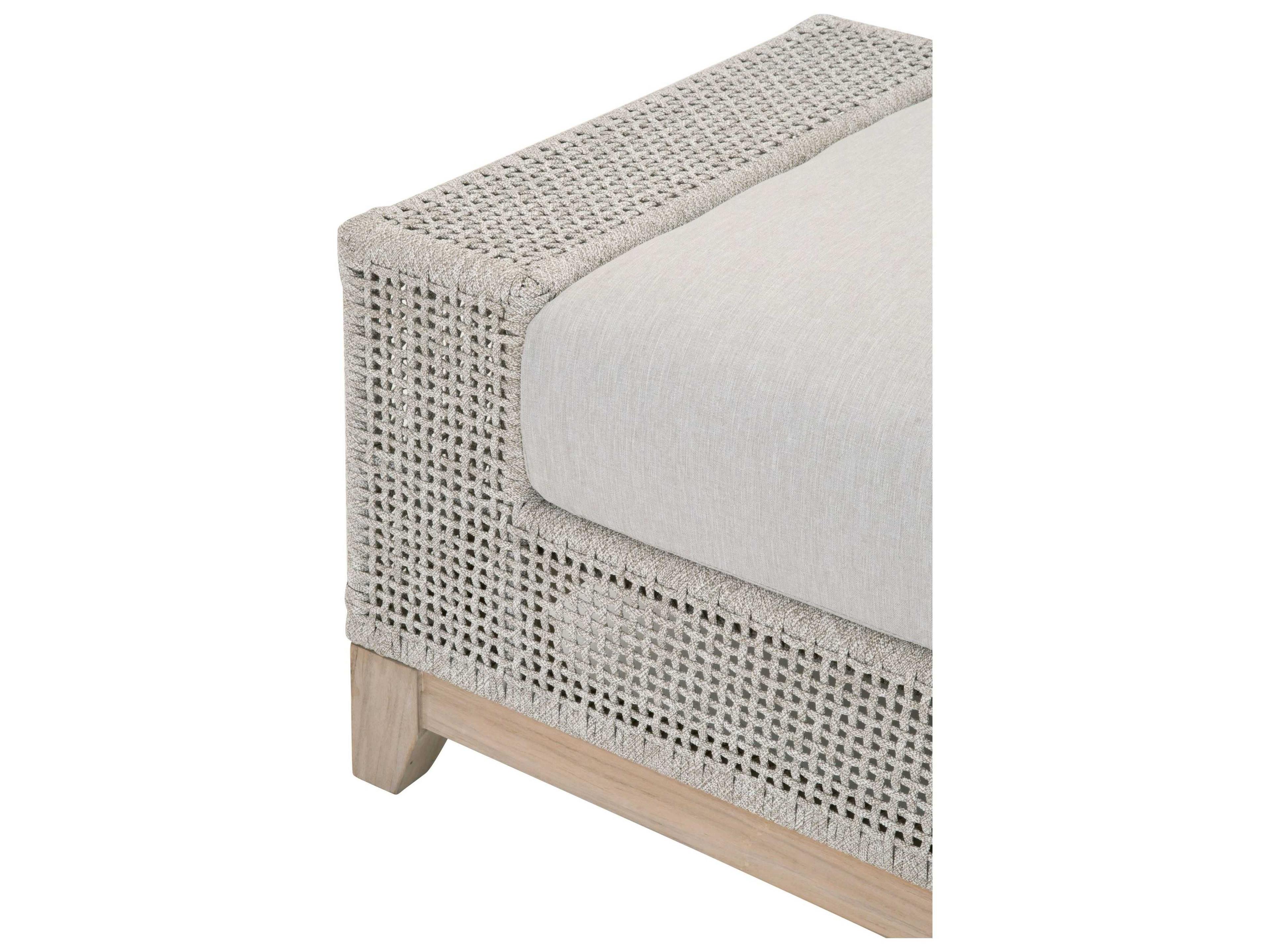 Luxecor Respite Outdoor Rope Taupe & White Flat / Pumice Cushion Ottoman