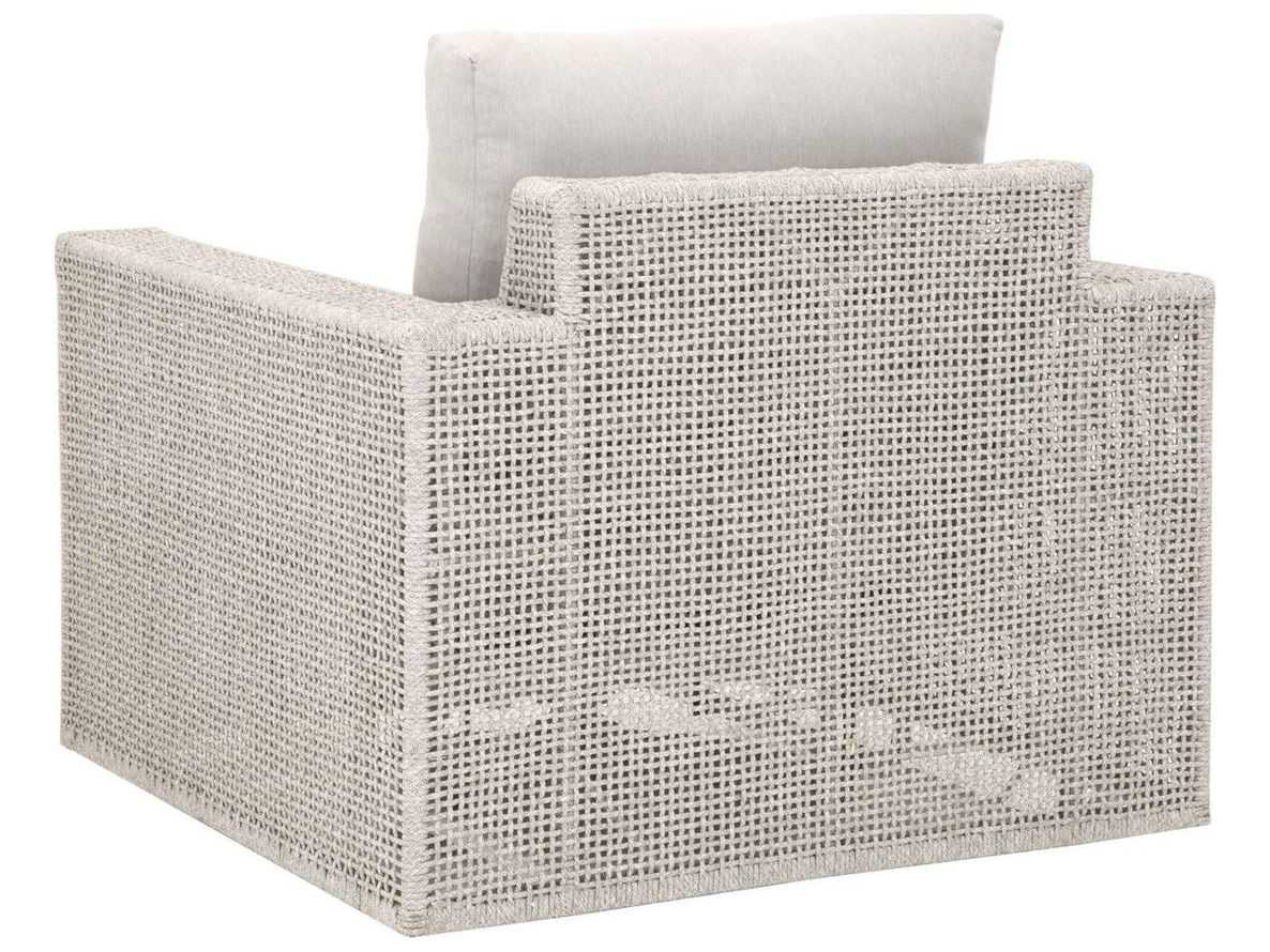 Essentials for Living Outdoor Woven Rope Taupe & White Flat / Pumice Aluminum Cushion Swivel Rocker Lounge Chair