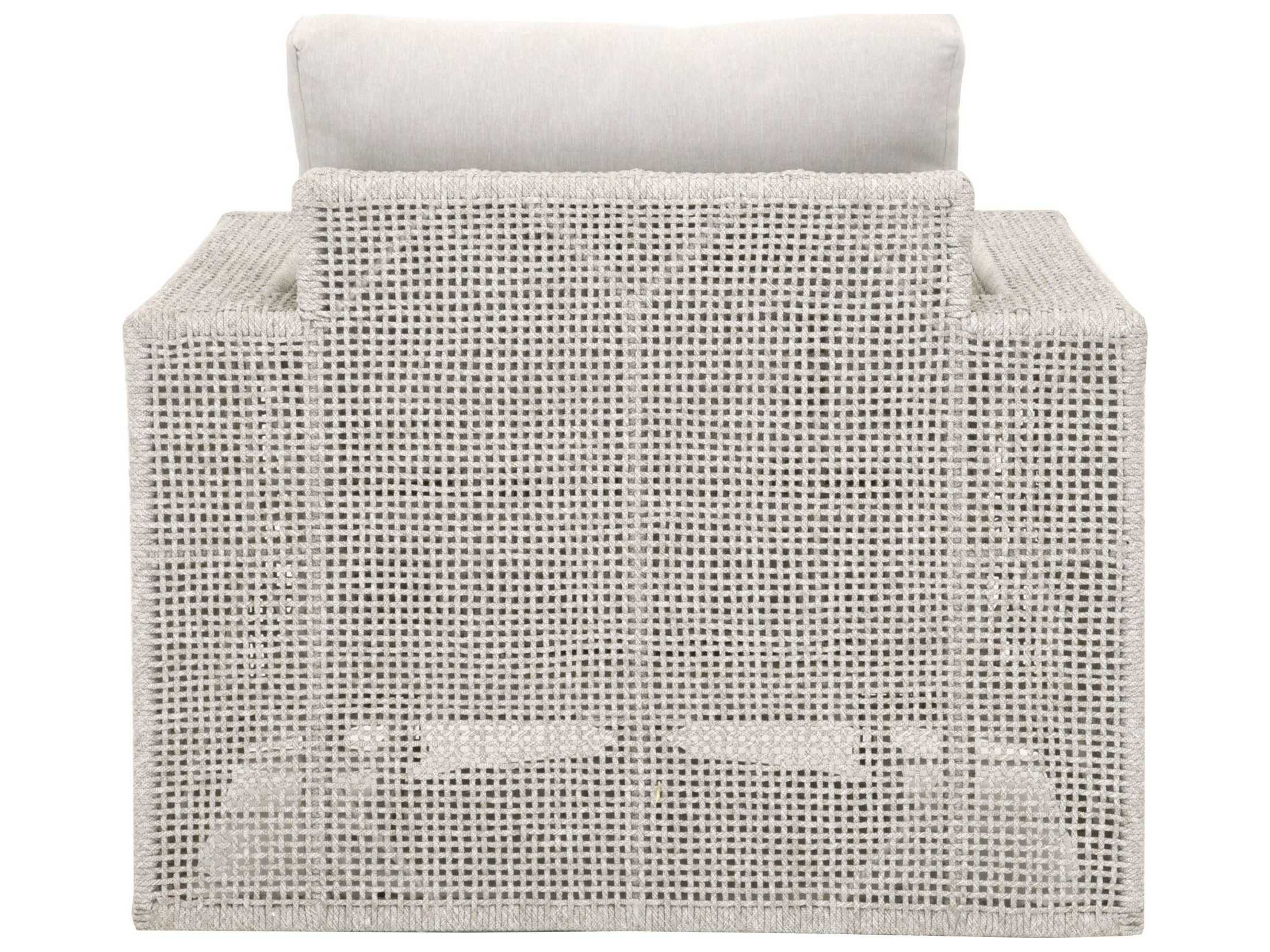 Essentials for Living Outdoor Woven Rope Taupe & White Flat / Pumice Aluminum Cushion Swivel Rocker Lounge Chair