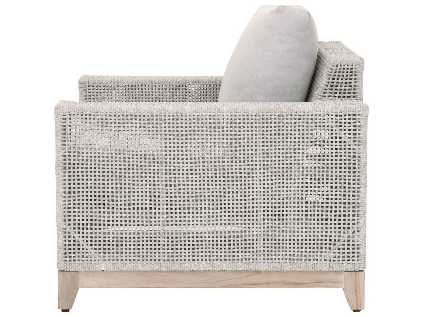 Essentials for Living Outdoor Woven Rope Taupe & White Flat / Pumice Cushion Lounge Chair