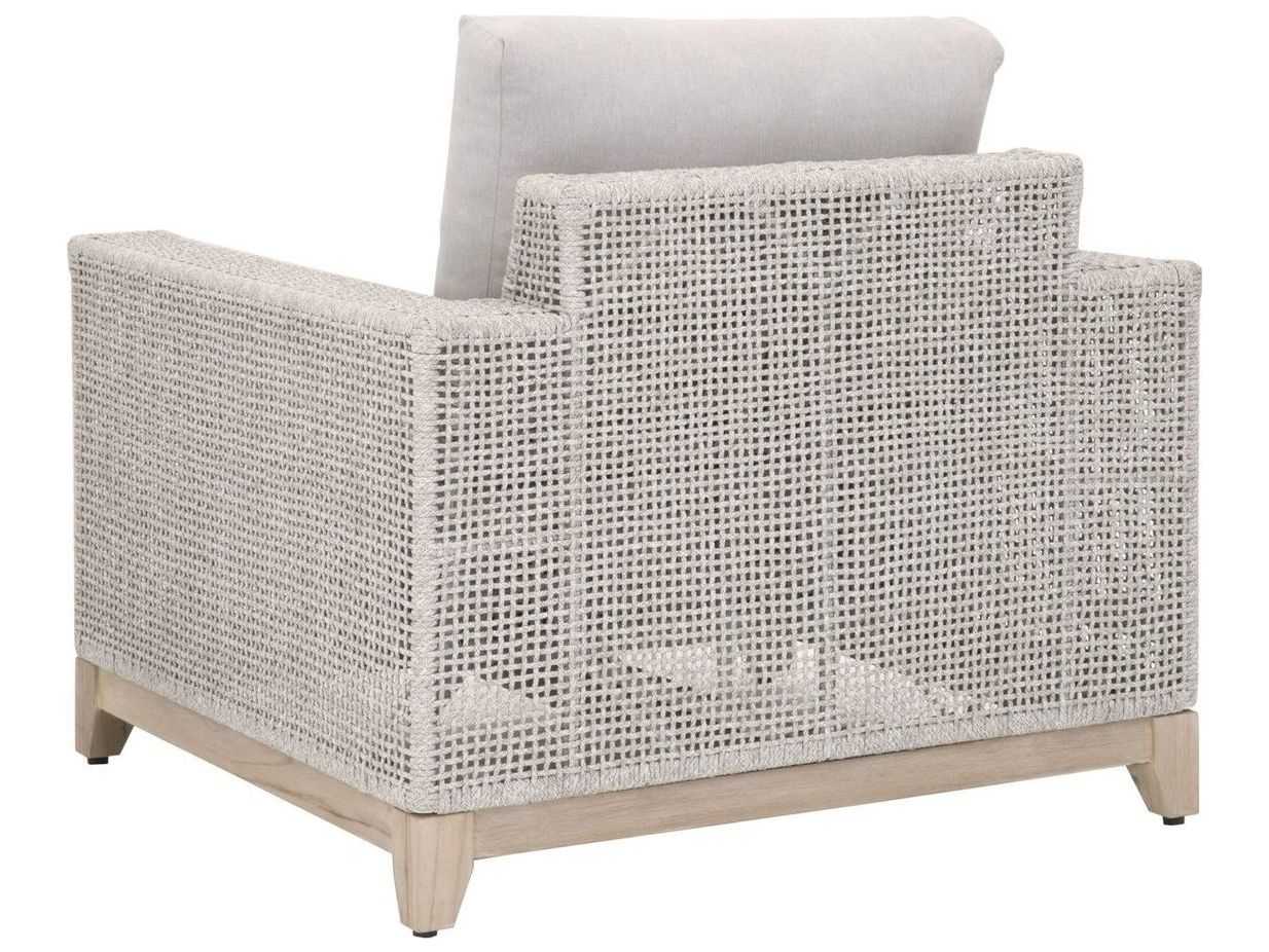 Essentials for Living Outdoor Woven Rope Taupe & White Flat / Pumice Cushion Lounge Chair