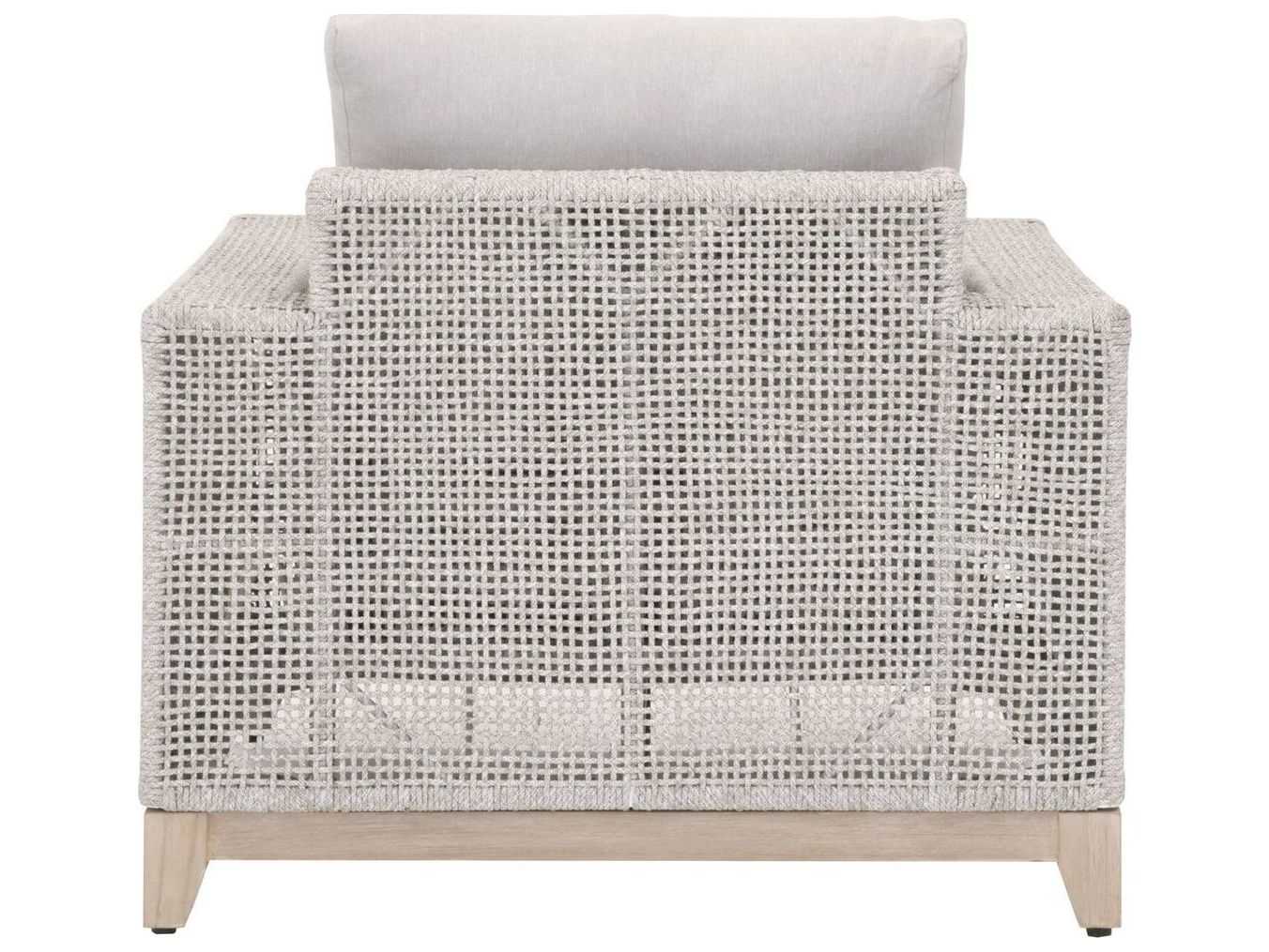 Essentials for Living Outdoor Woven Rope Taupe & White Flat / Pumice Cushion Lounge Chair