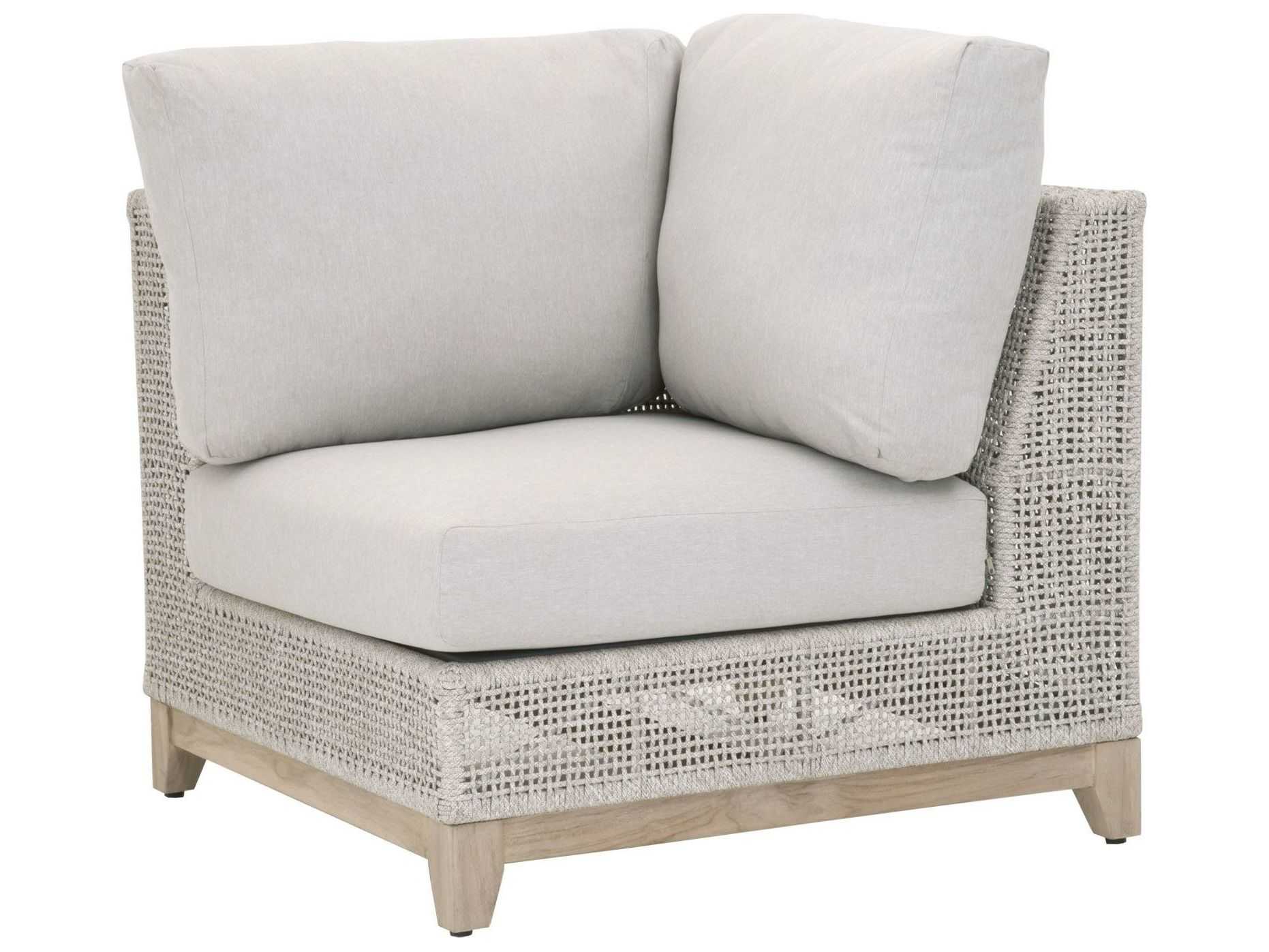 Luxecor Respite Outdoor Rope Taupe & White Flat / Pumice Cushion Modular Corner Chair