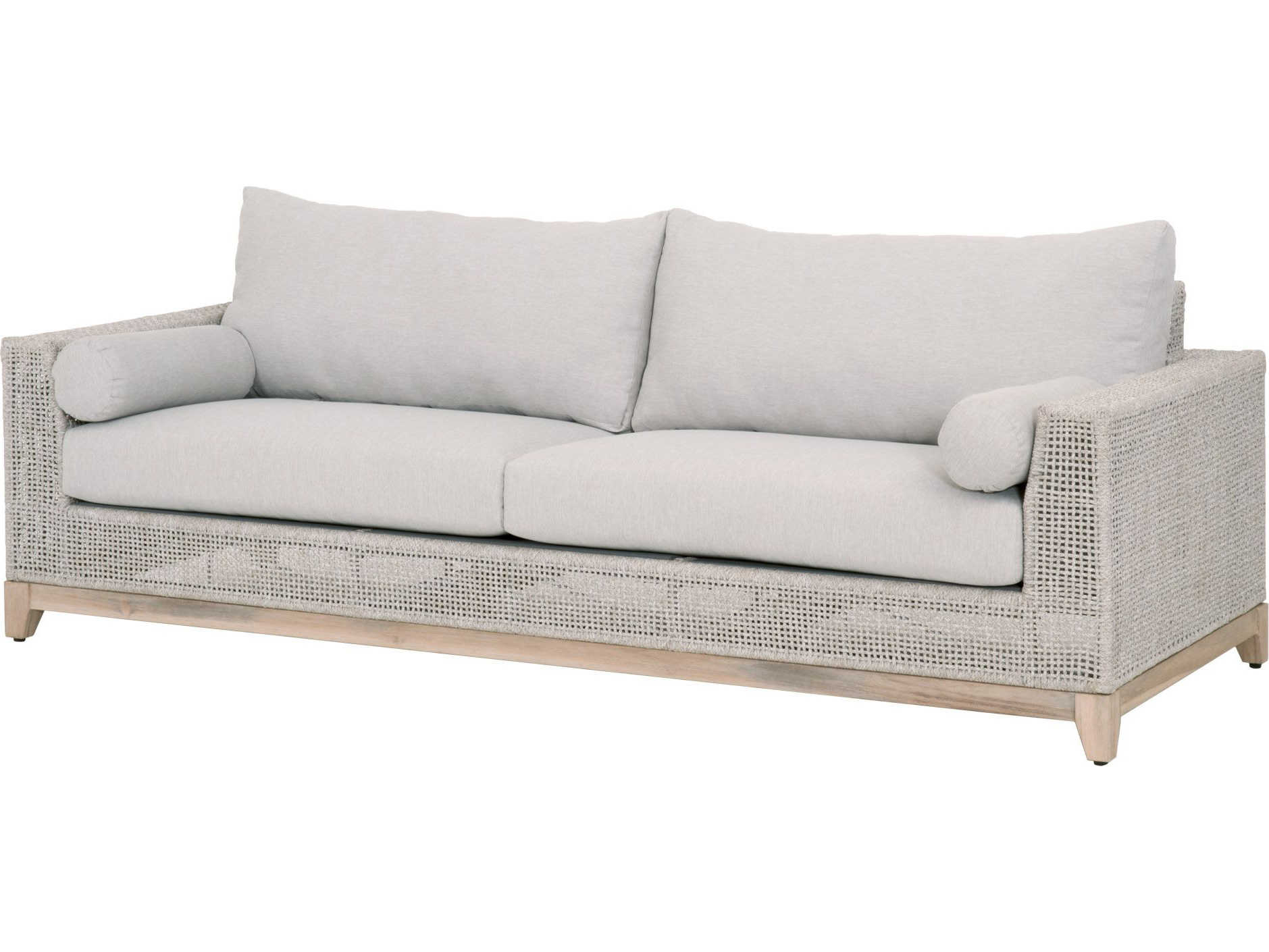 Essentials for Living Outdoor Woven Rope Taupe & White Flat / Pumice Cushion Sofa