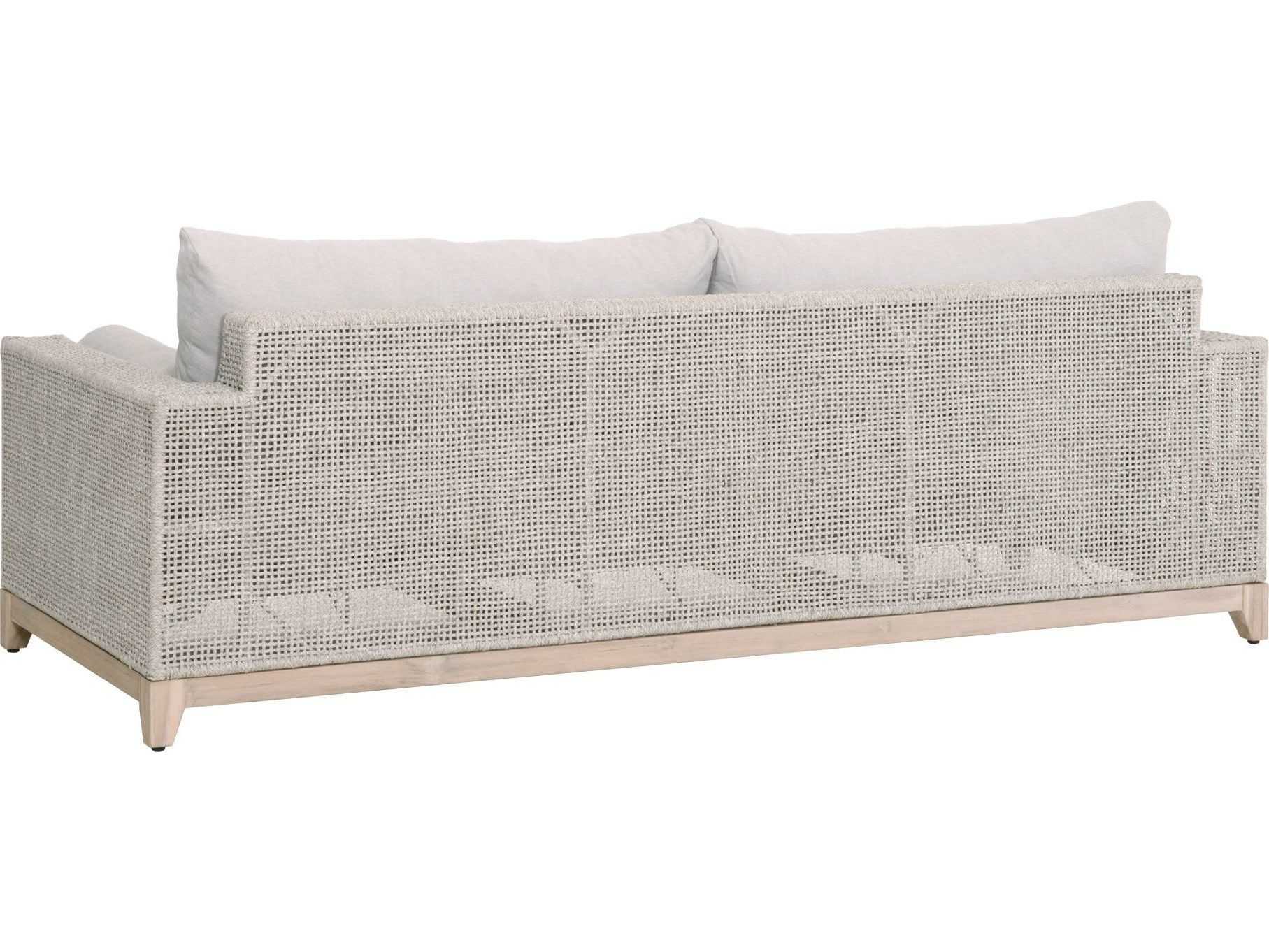 Essentials for Living Outdoor Woven Rope Taupe & White Flat / Pumice Cushion Sofa