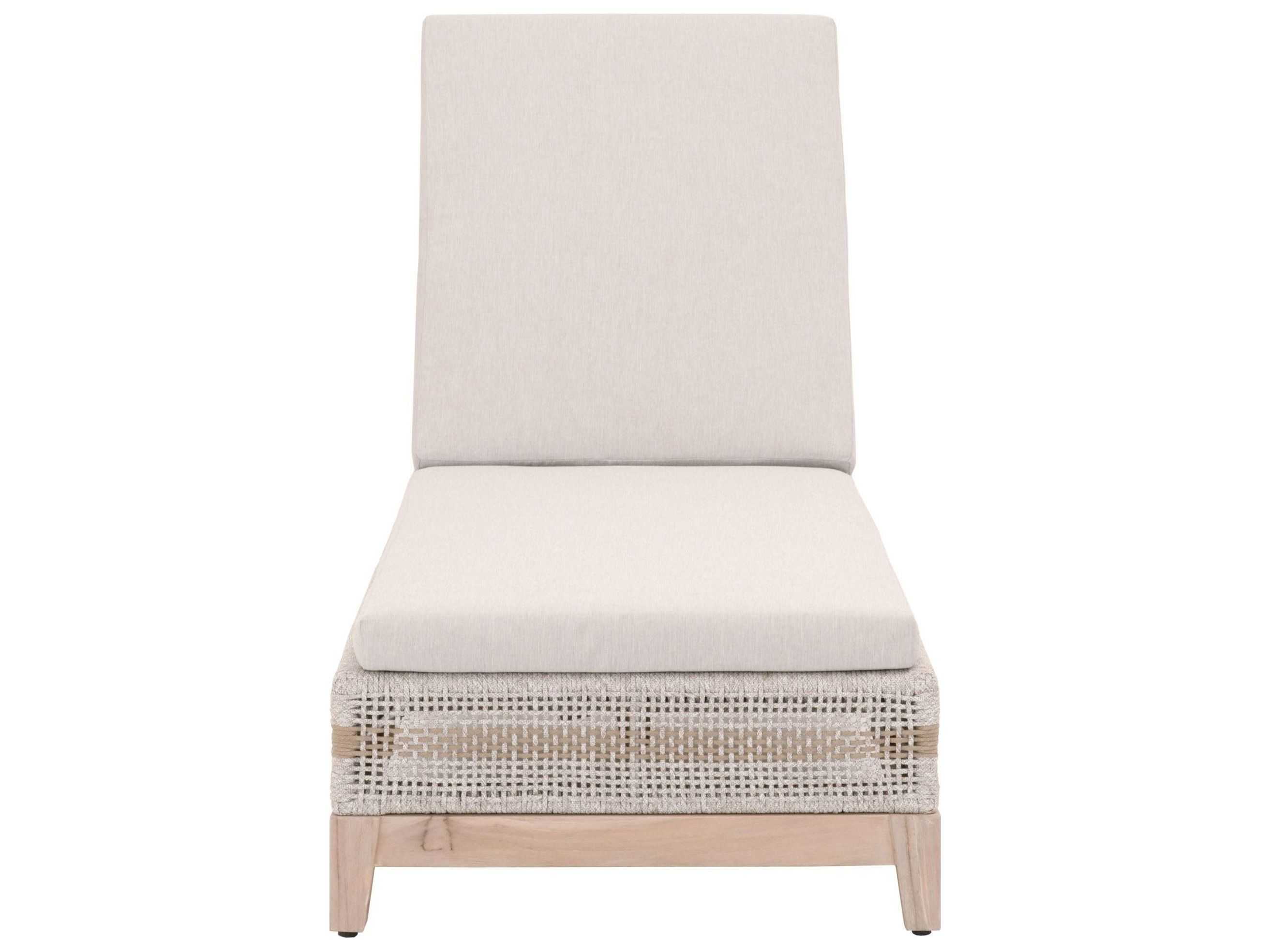 Essentials for Living Outdoor Woven Rope Taupe & White Flat / Pumice Cushion Chaise Lounge