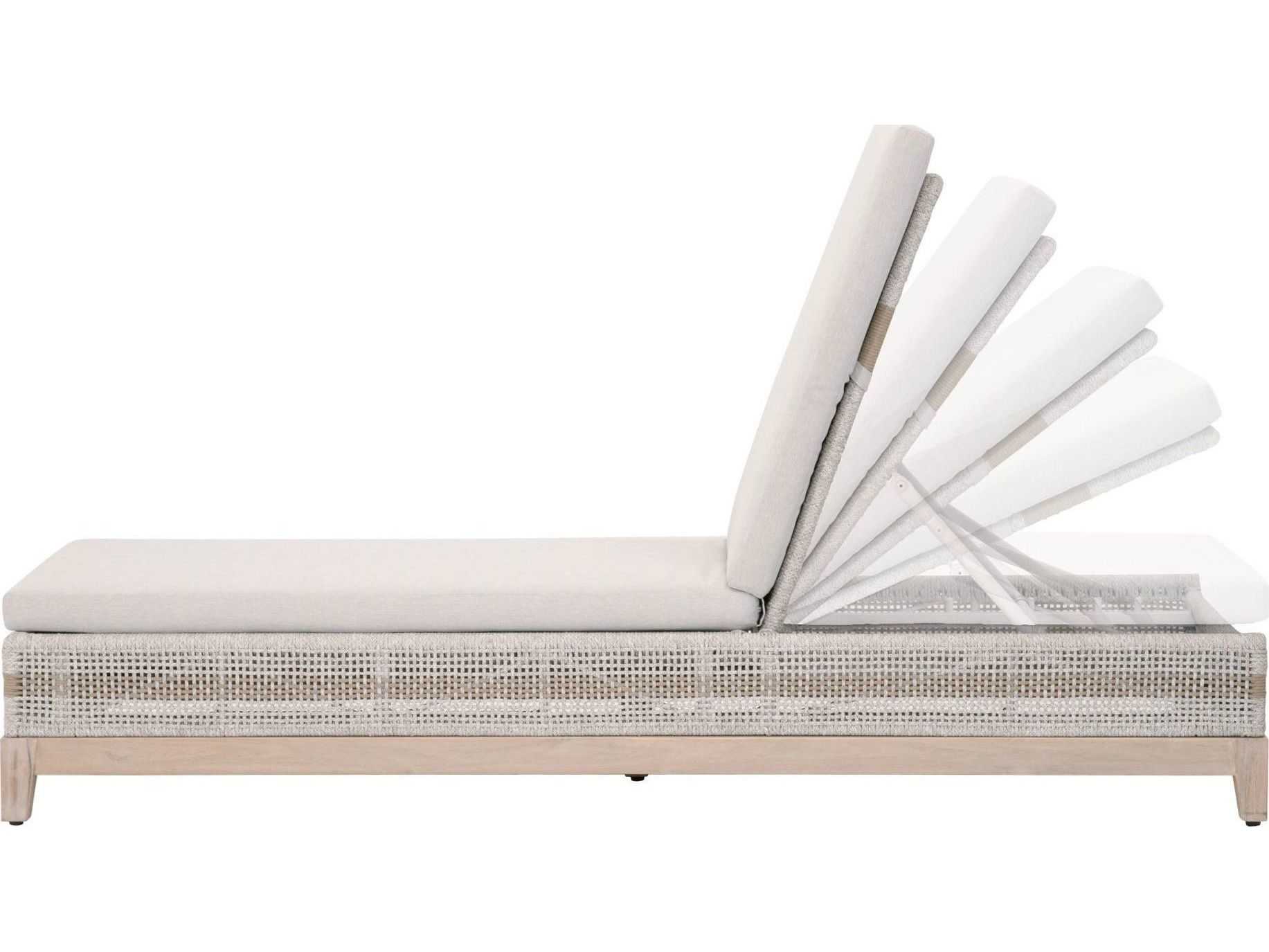 Essentials for Living Outdoor Woven Rope Taupe & White Flat / Pumice Cushion Chaise Lounge