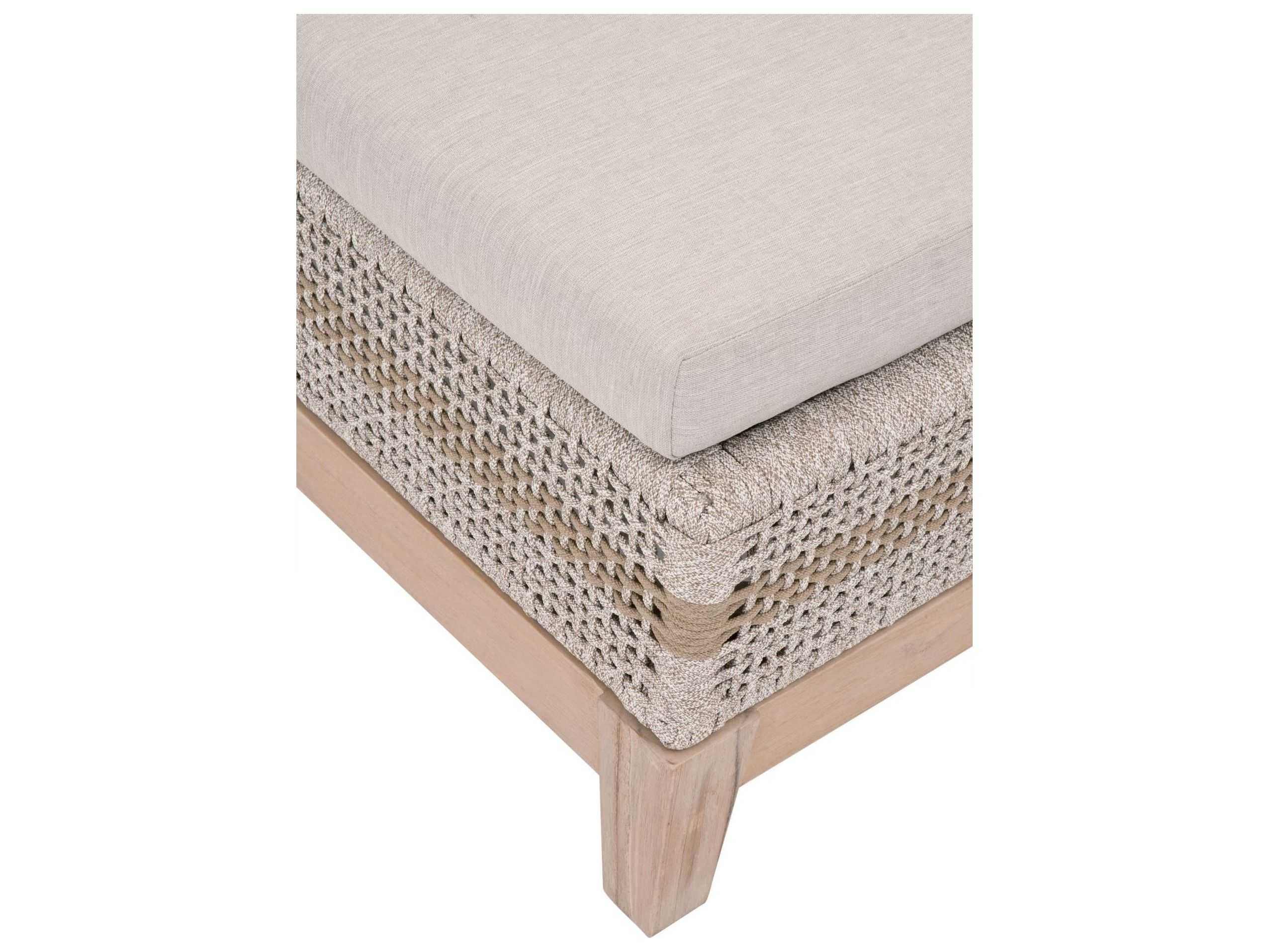 Essentials for Living Outdoor Woven Rope Taupe & White Flat / Pumice Cushion Chaise Lounge