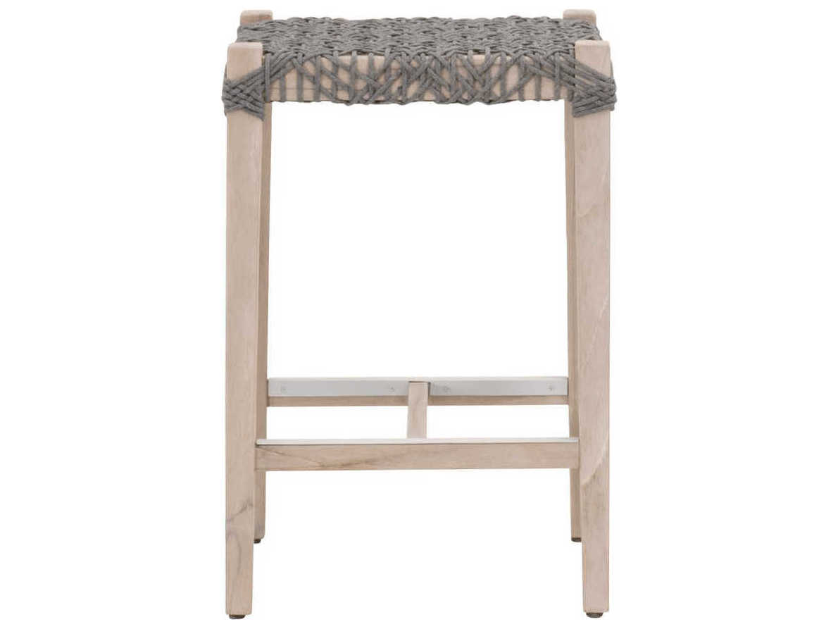 Luxecor Respite Outdoor Rope Dove Flat / Gray Teak Costa Backless Counter Stool