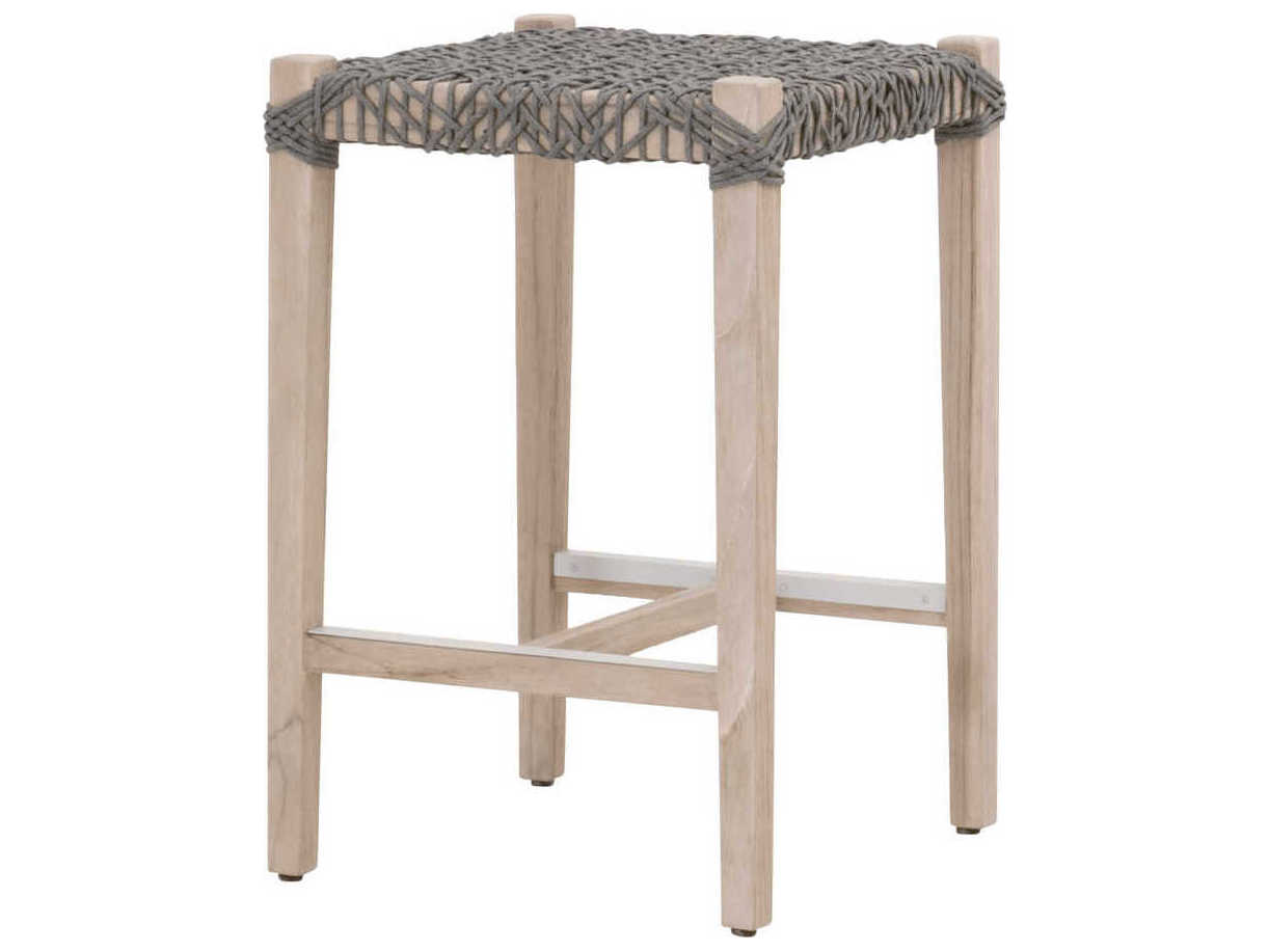 Luxecor Respite Outdoor Rope Dove Flat / Gray Teak Costa Backless Counter Stool