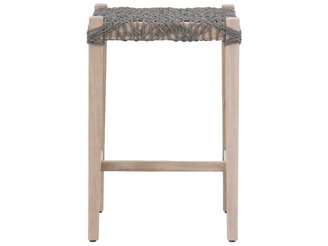 Luxecor Respite Outdoor Rope Dove Flat / Gray Teak Costa Backless Counter Stool