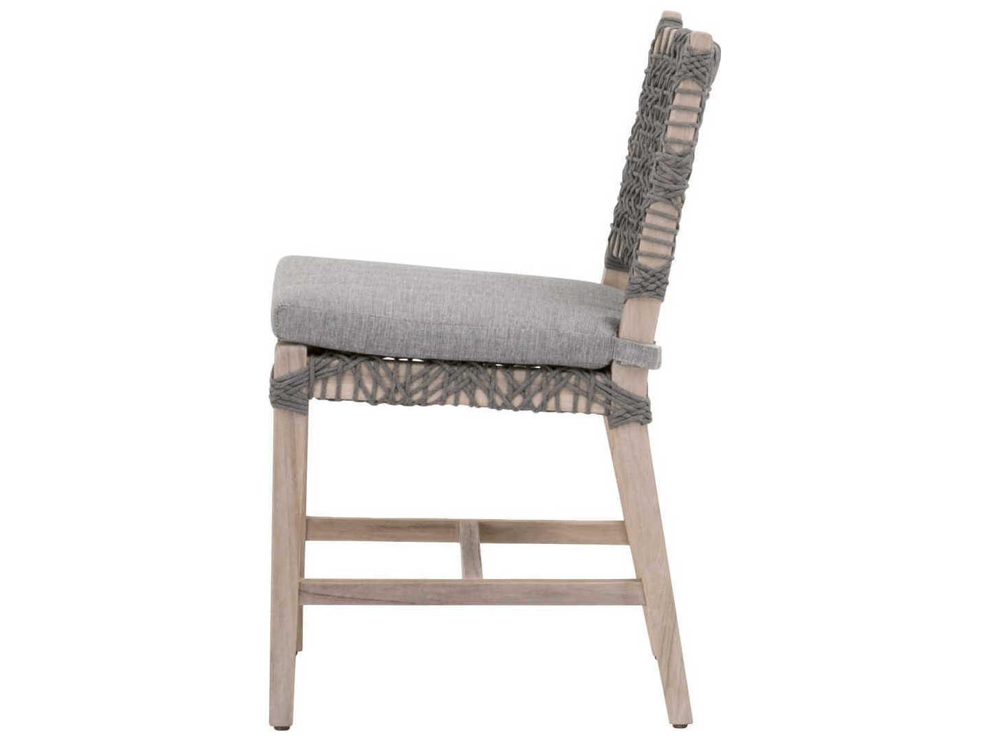 Essentials for Living Outdoor Woven Rope Dove Flat Rope / Performance Gray Teak Costa Dining Side Chair Set of 2