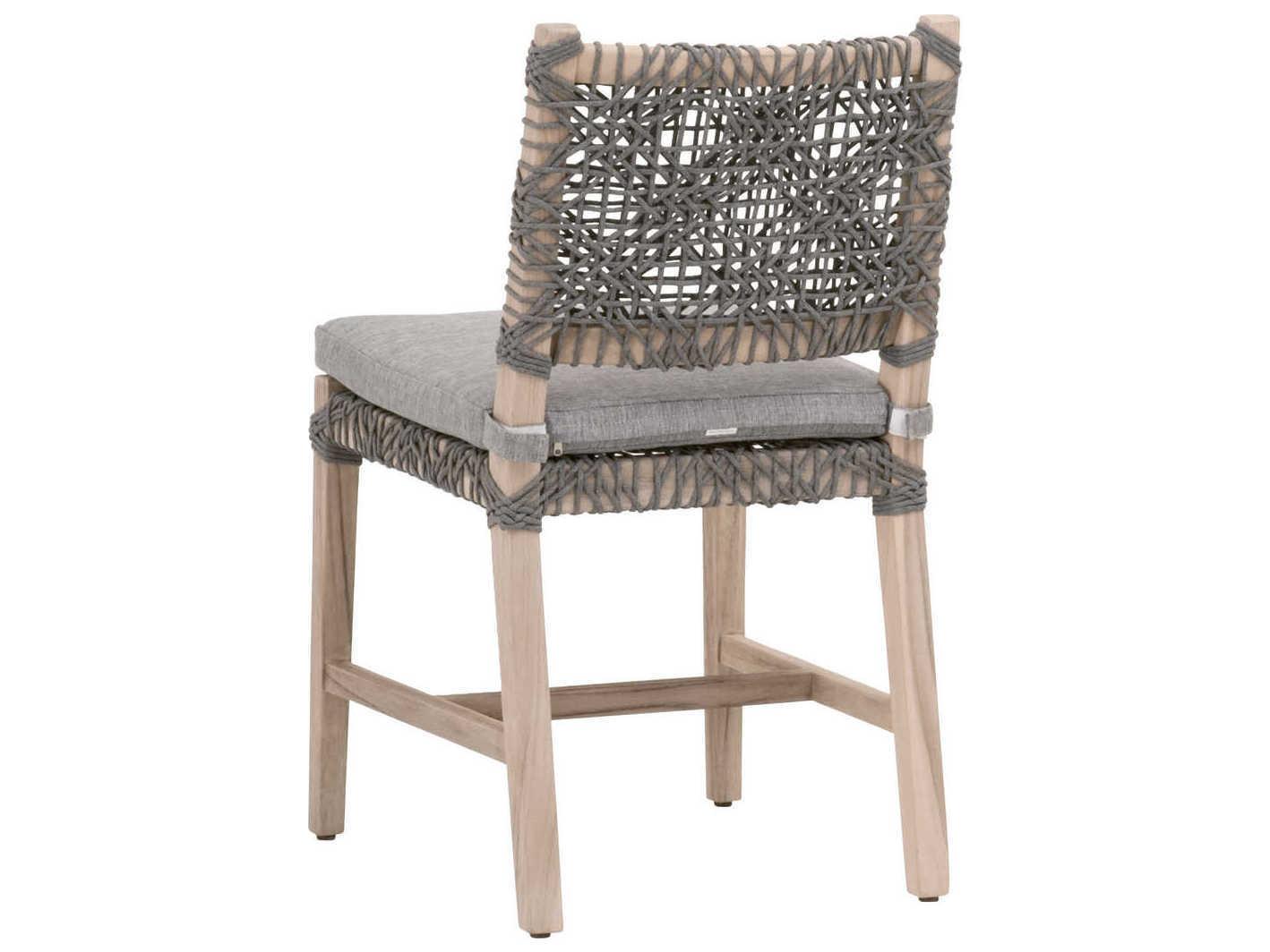Essentials for Living Outdoor Woven Rope Dove Flat Rope / Performance Gray Teak Costa Dining Side Chair Set of 2