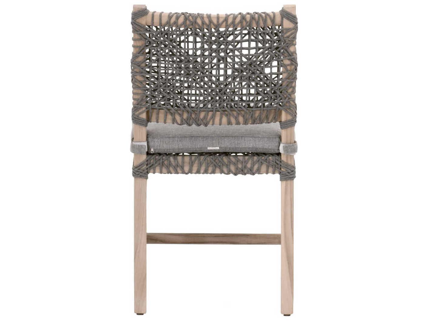 Essentials for Living Outdoor Woven Rope Dove Flat Rope / Performance Gray Teak Costa Dining Side Chair Set of 2