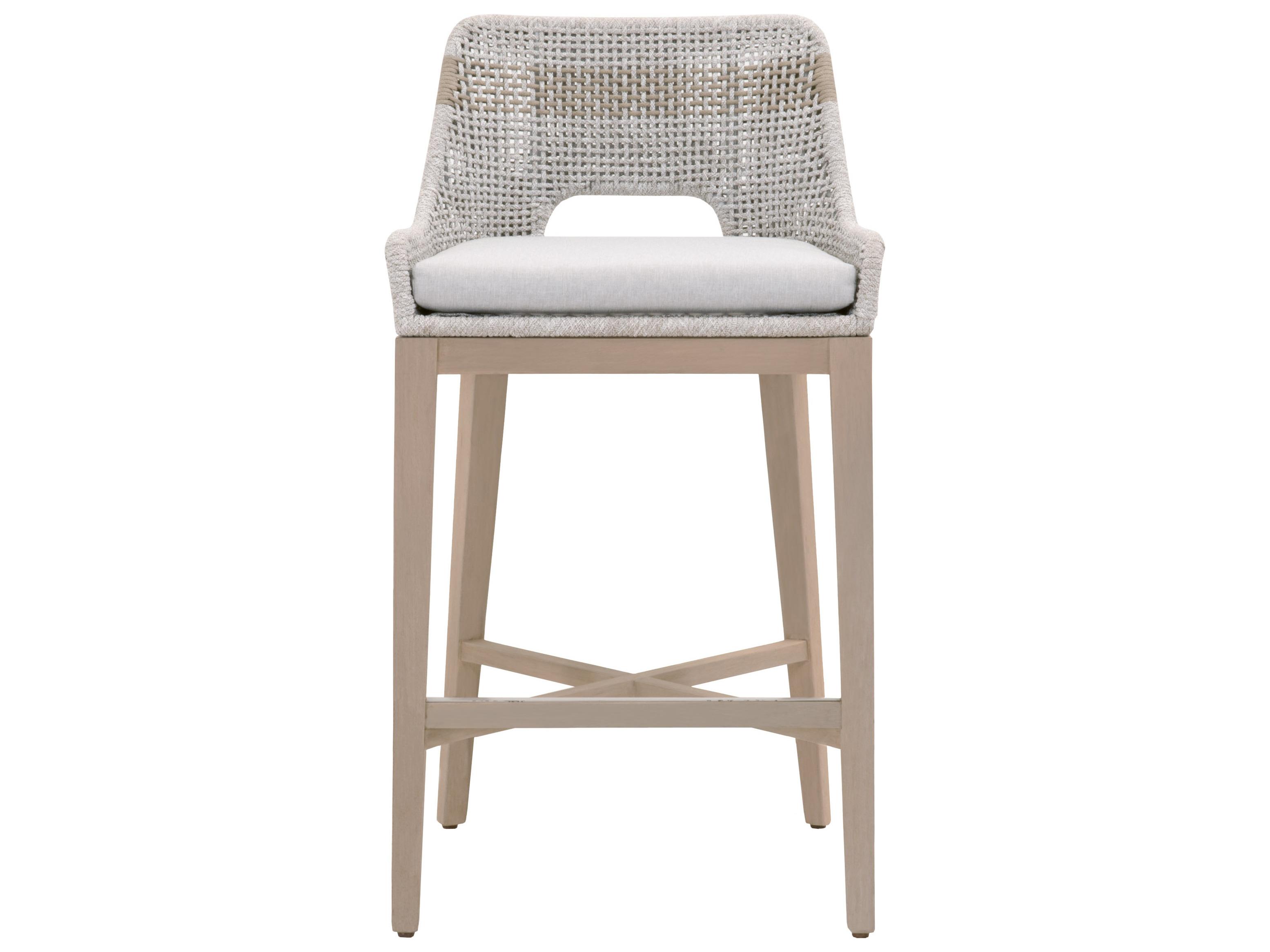 Essentials for Living Outdoor Woven - Outdoor Tapestry Wood Cushion Bar Stool