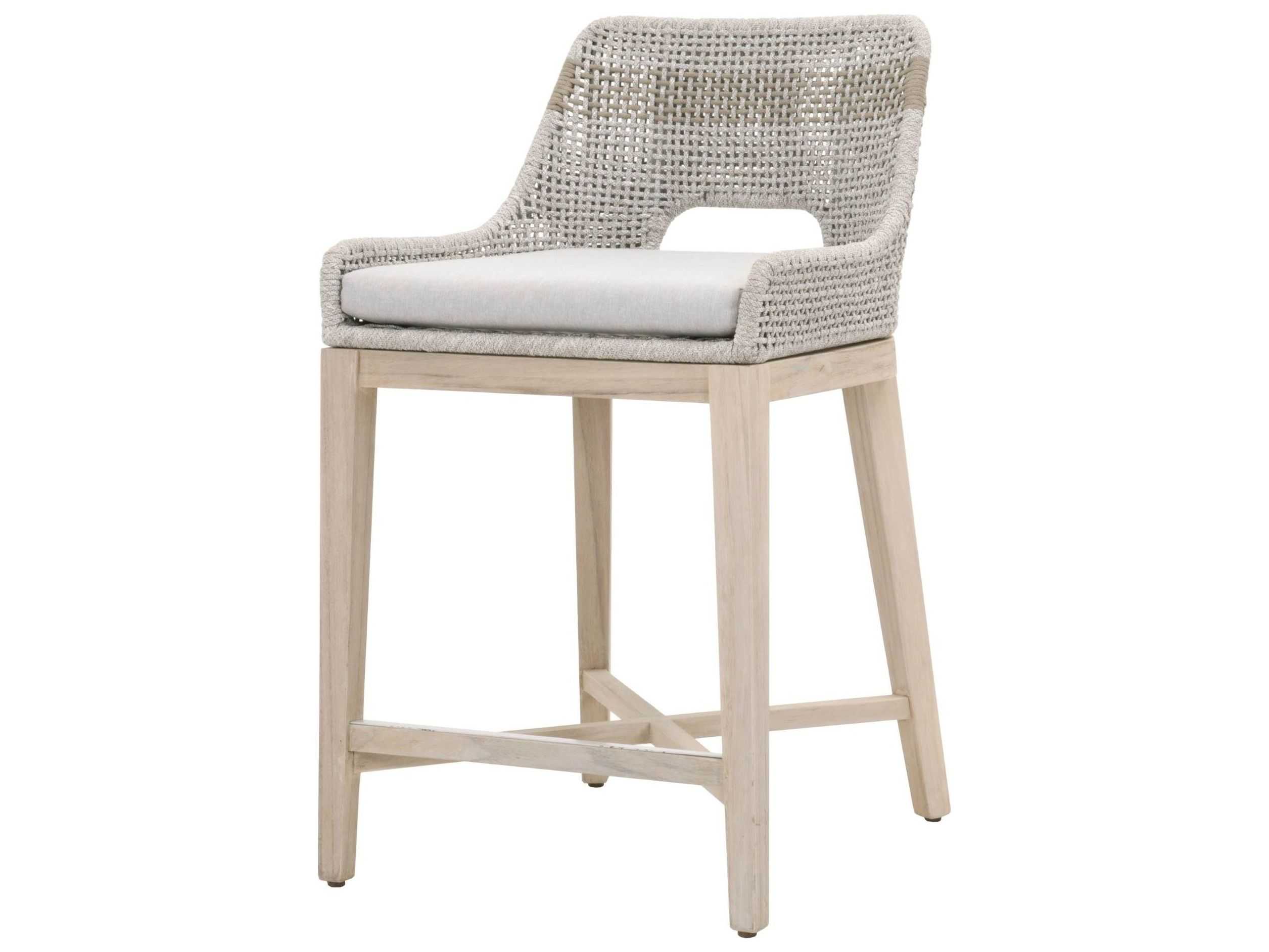 Luxecor Respite Outdoor Rope Taupe & White Flat / Pumice Cushion Counter Stool