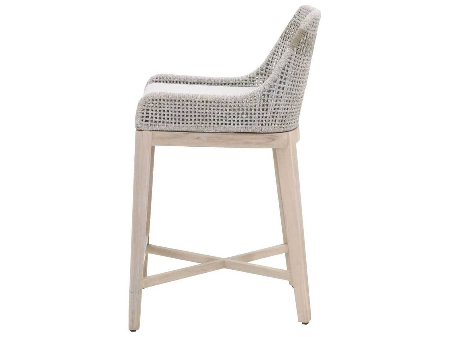 Luxecor Respite Outdoor Rope Taupe & White Flat / Pumice Cushion Counter Stool