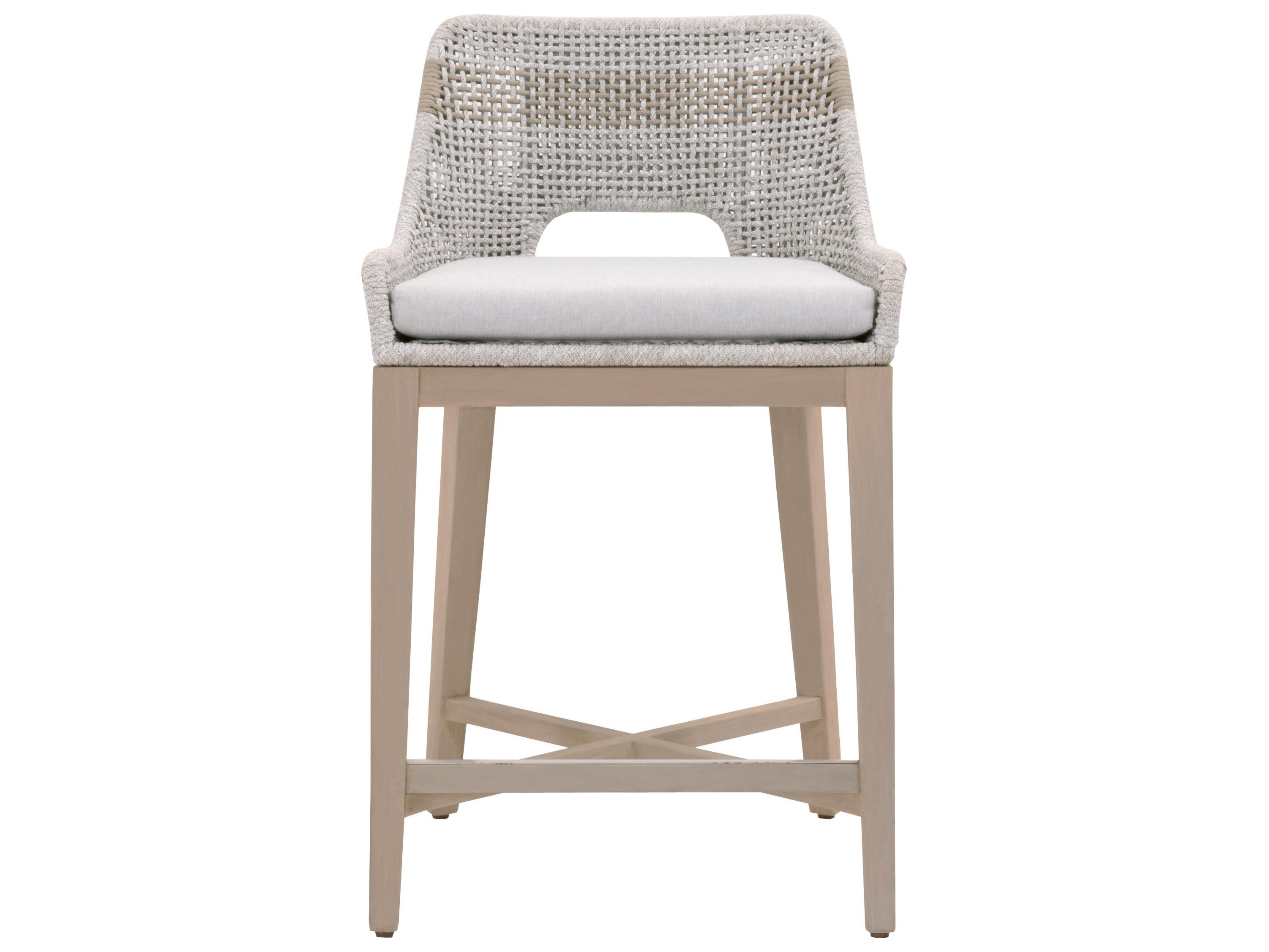 Essentials for Living Outdoor Woven - Outdoor Tapestry Wood Cushion Counter Stool