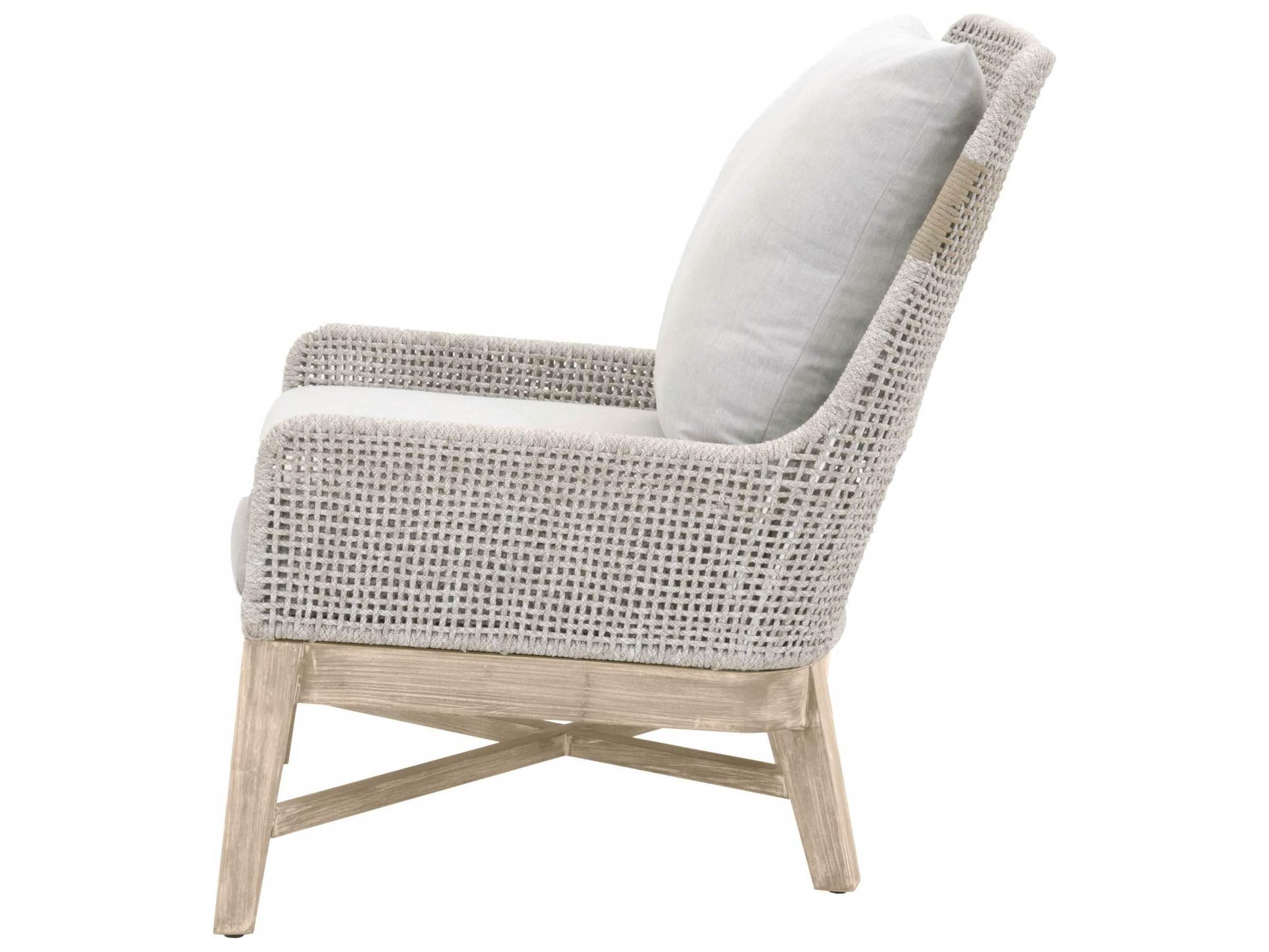 Essentials for Living Outdoor Woven Rope White Taupe Tapestry Lounge Chair with Pumice cushion