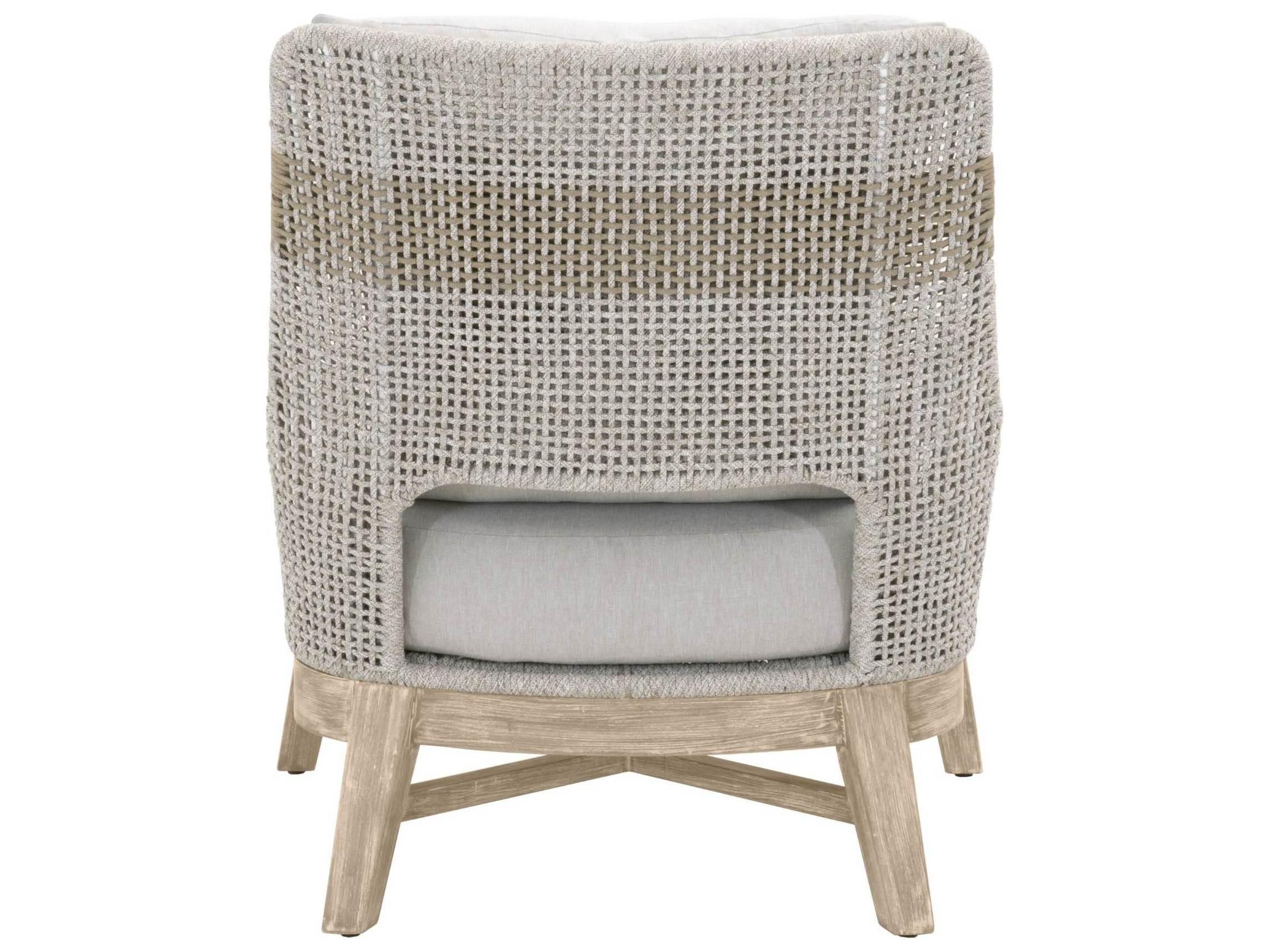 Essentials for Living Outdoor Woven Rope White Taupe Tapestry Lounge Chair with Pumice cushion