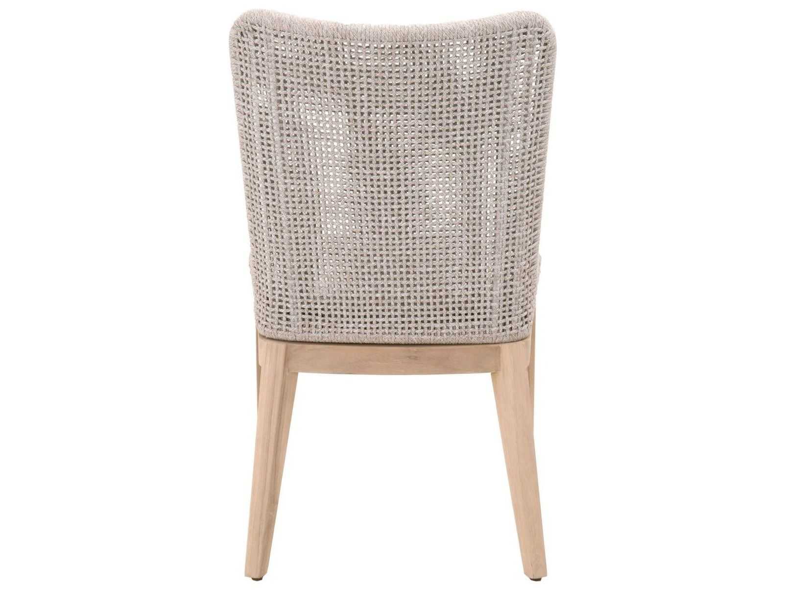 Essentials for Living Outdoor Woven Rope Taupe & White Flat / Pumice Cushion Dining Chair Set of 2